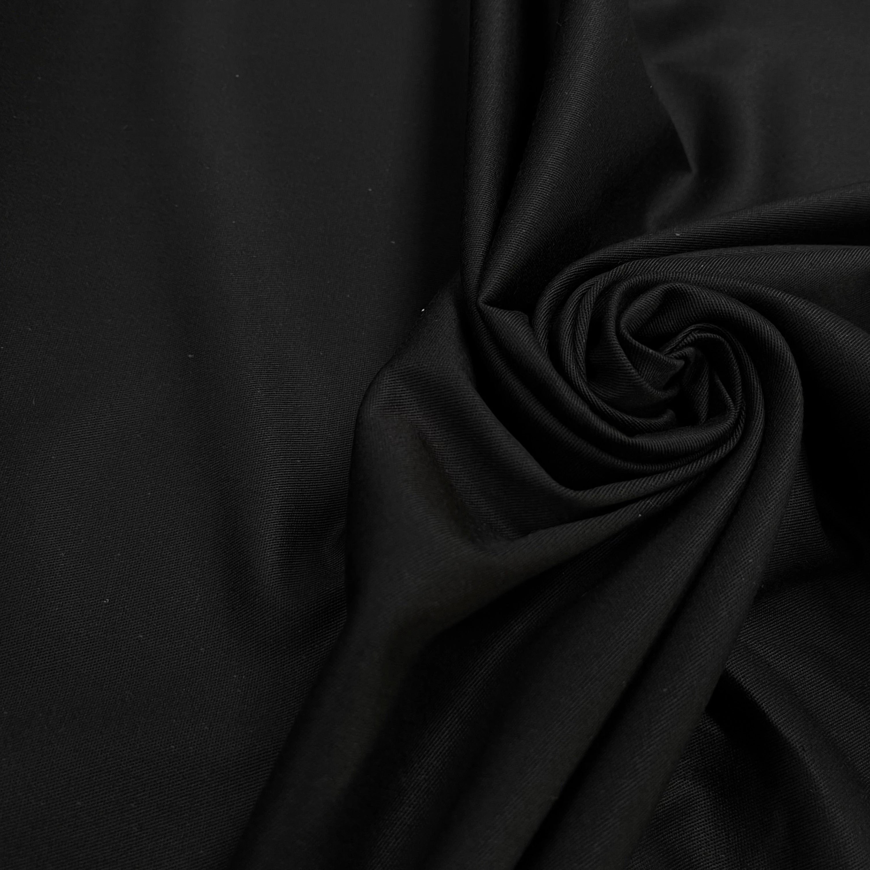 GABARDINE DE COTON UNI NOIR STRETCH - My Little Coupon