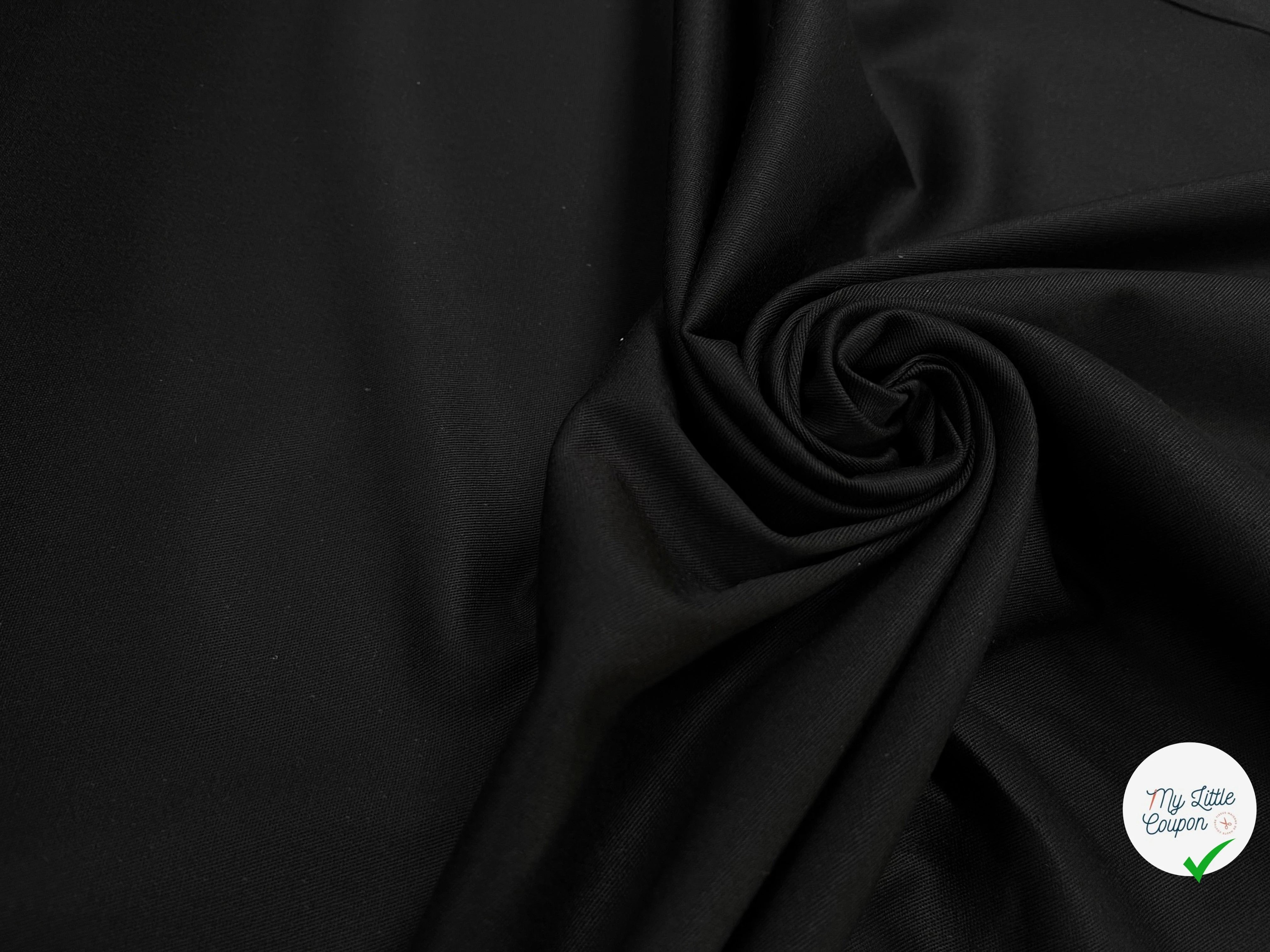 GABARDINE DE COTON UNI NOIR STRETCH - My Little Coupon