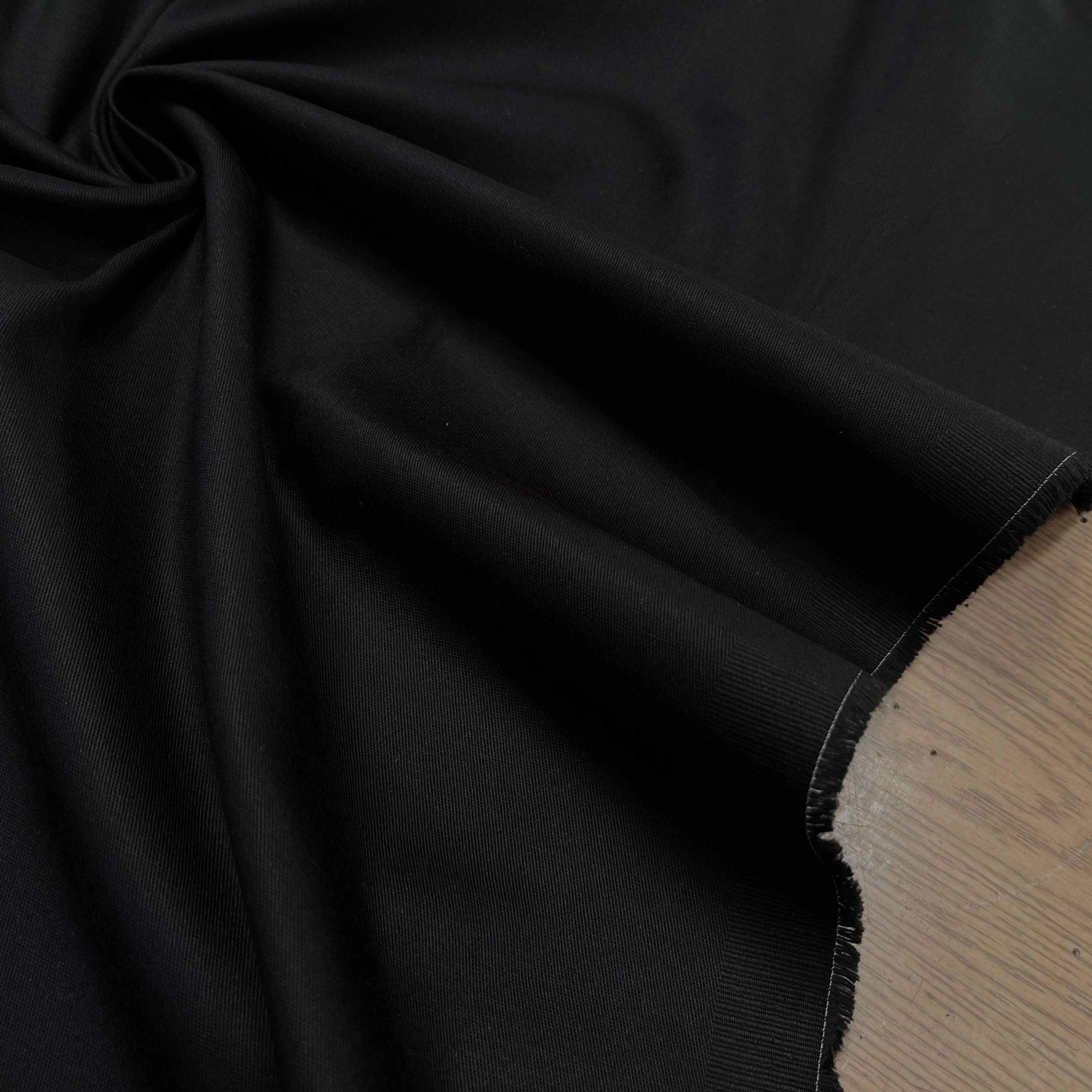 GABARDINE DE COTON UNI NOIR STRETCH - My Little Coupon