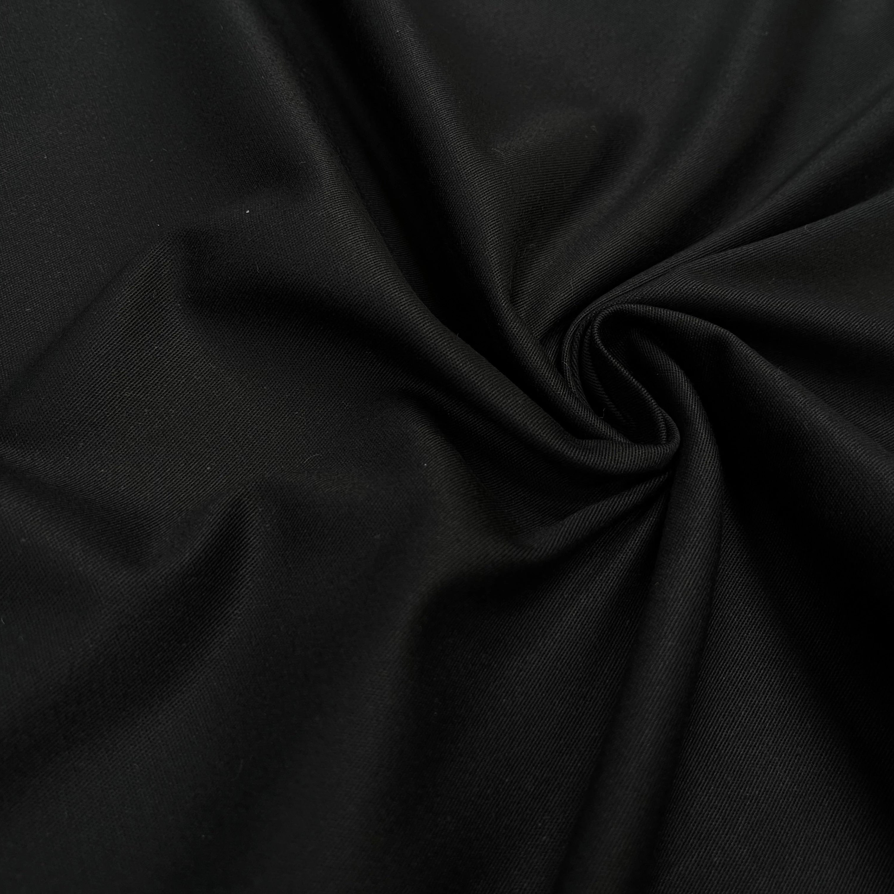 GABARDINE DE COTON UNI NOIR STRETCH - My Little Coupon