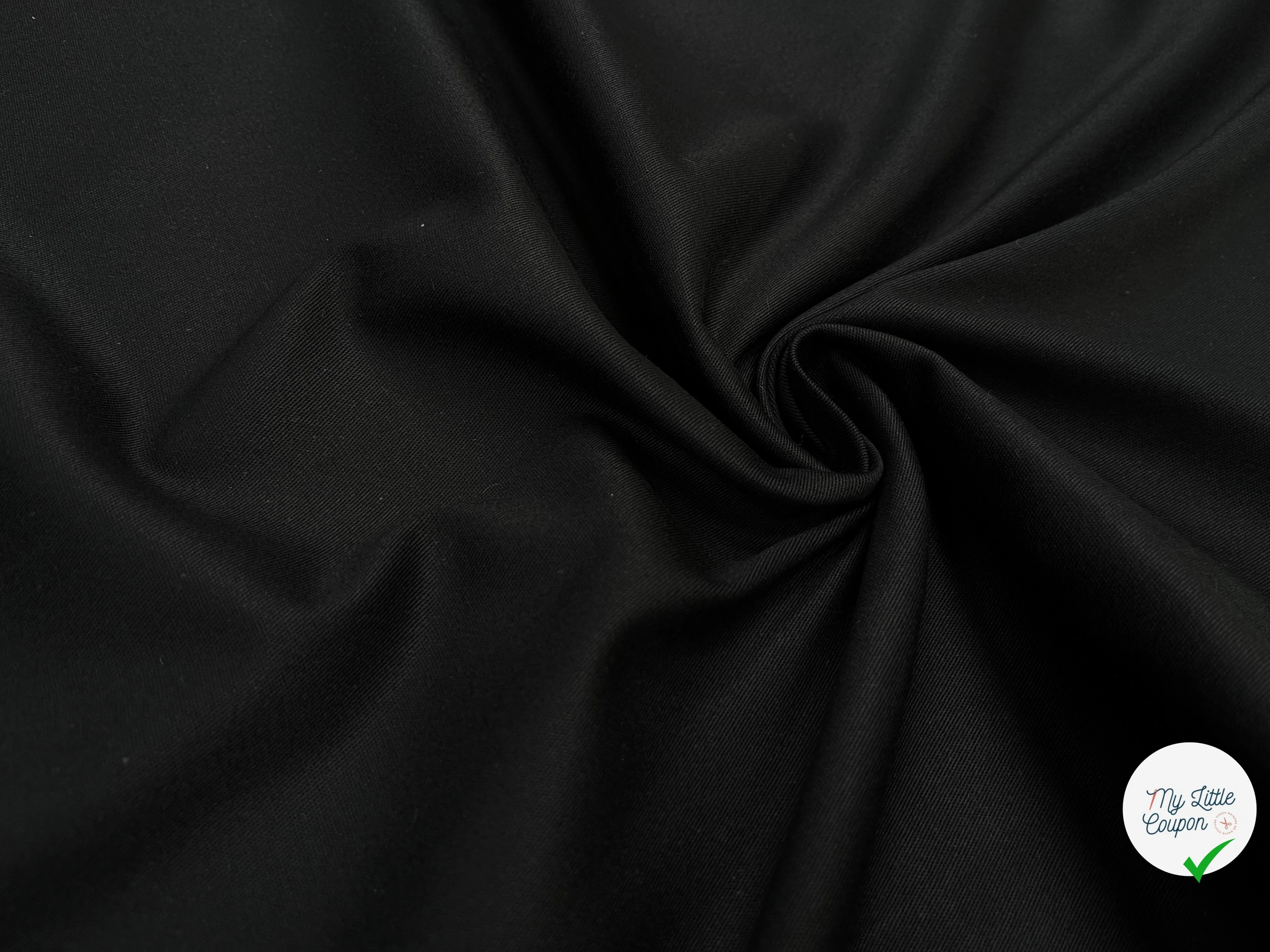 GABARDINE DE COTON UNI NOIR STRETCH - My Little Coupon