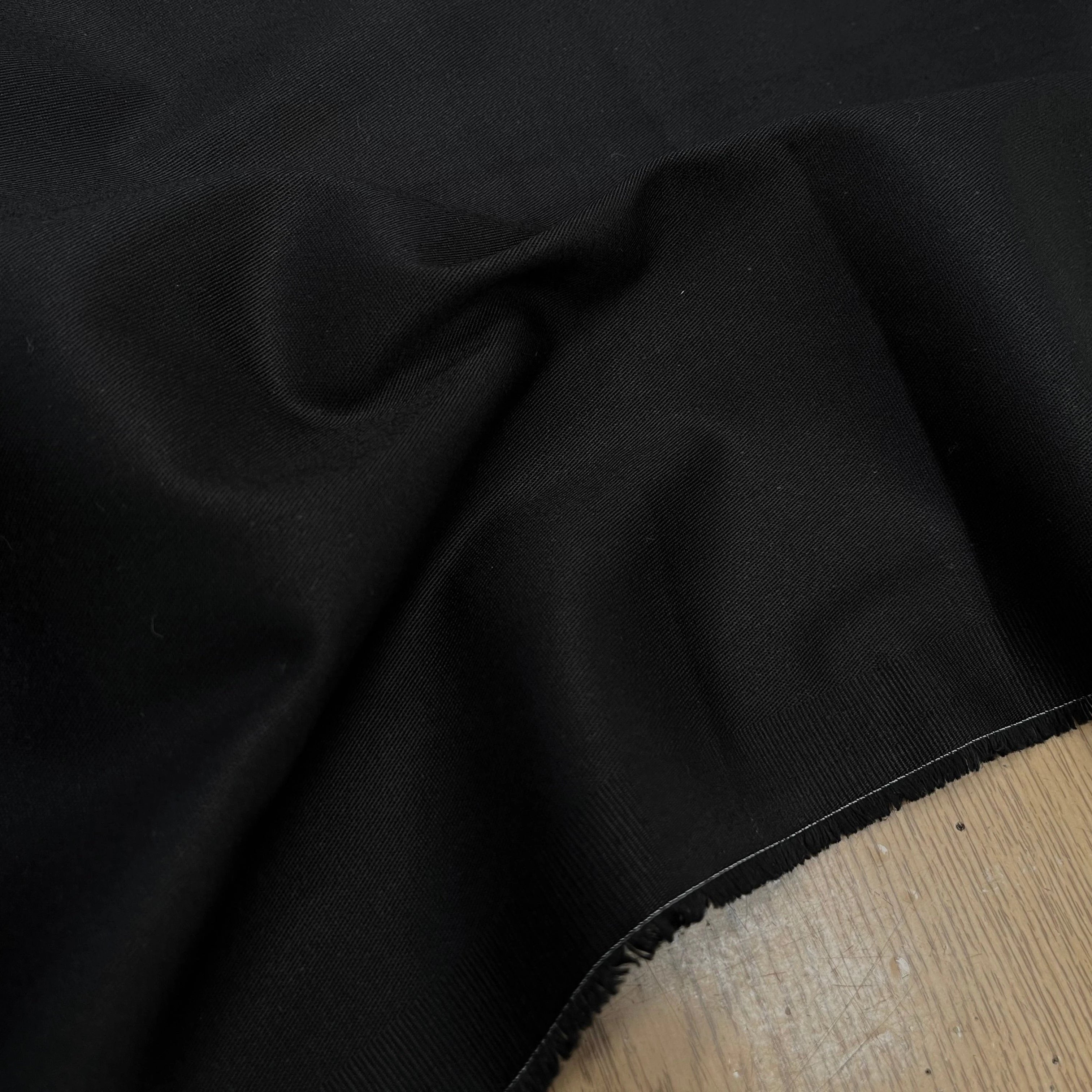 GABARDINE DE COTON UNI NOIR STRETCH - My Little Coupon