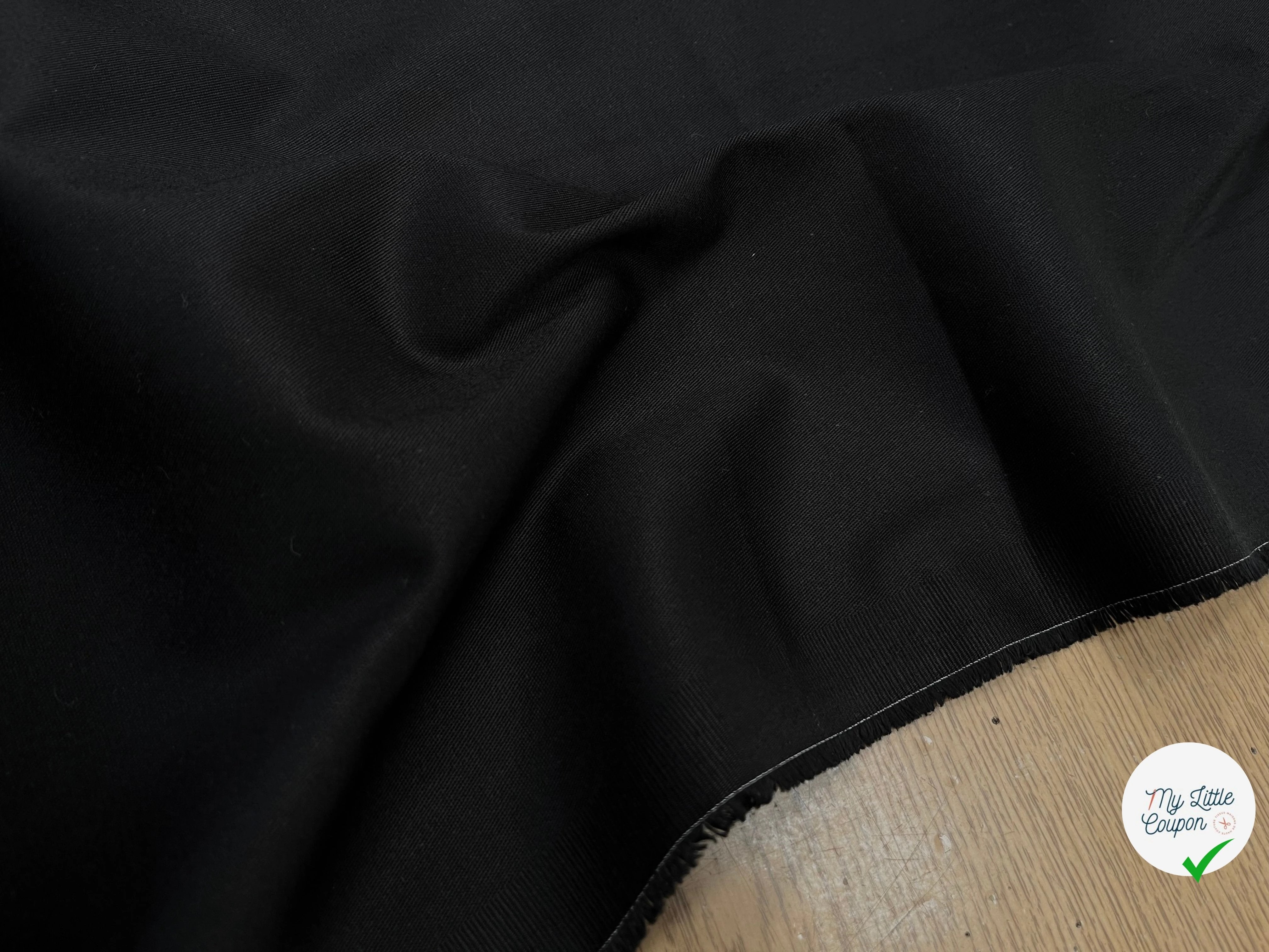 GABARDINE DE COTON UNI NOIR STRETCH - My Little Coupon