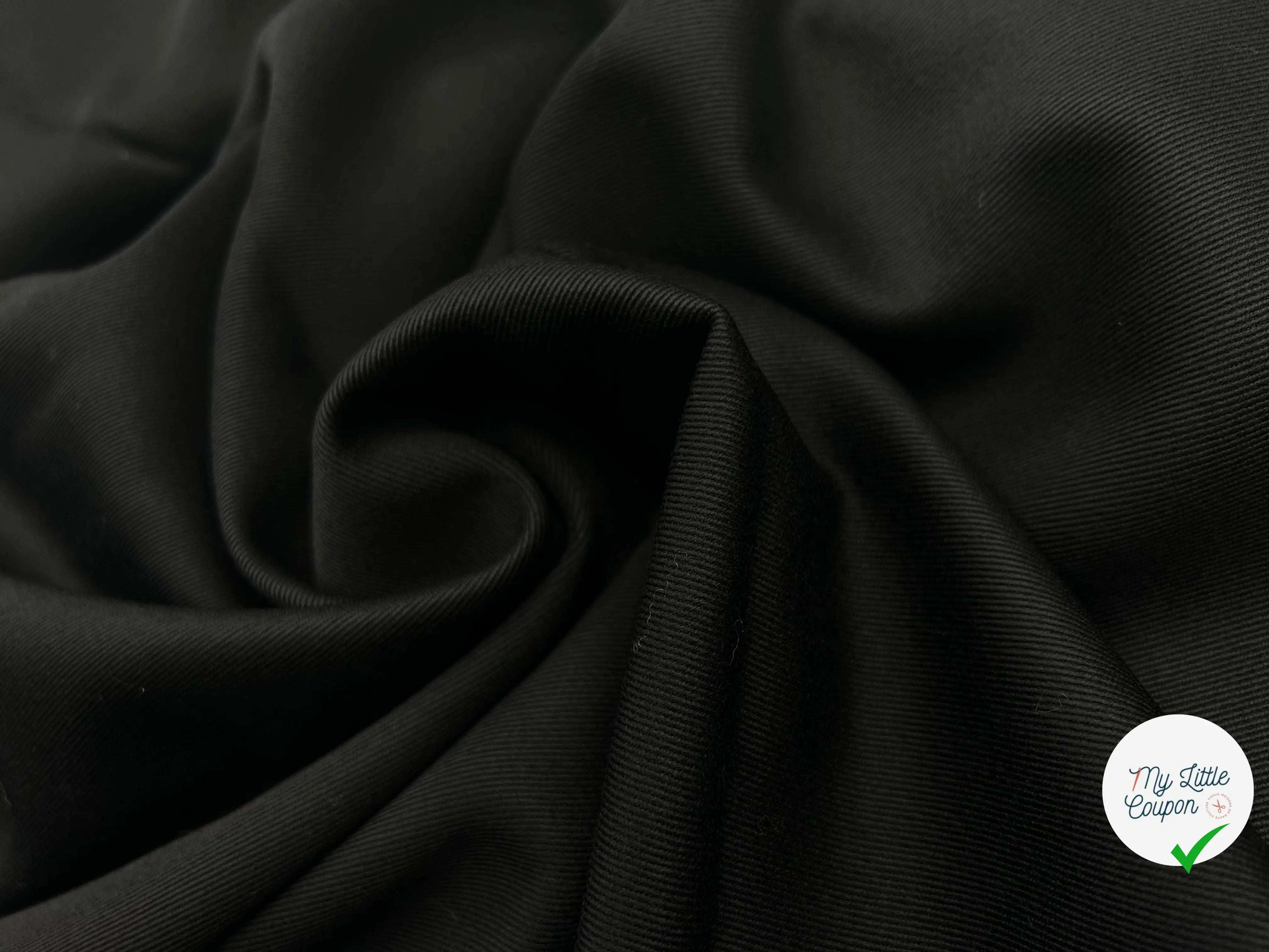GABARDINE DE LAINE FAÇON DRILL NOIRE - coupon de tissu de 3 mètres - My Little Coupon - tissu - coudre
