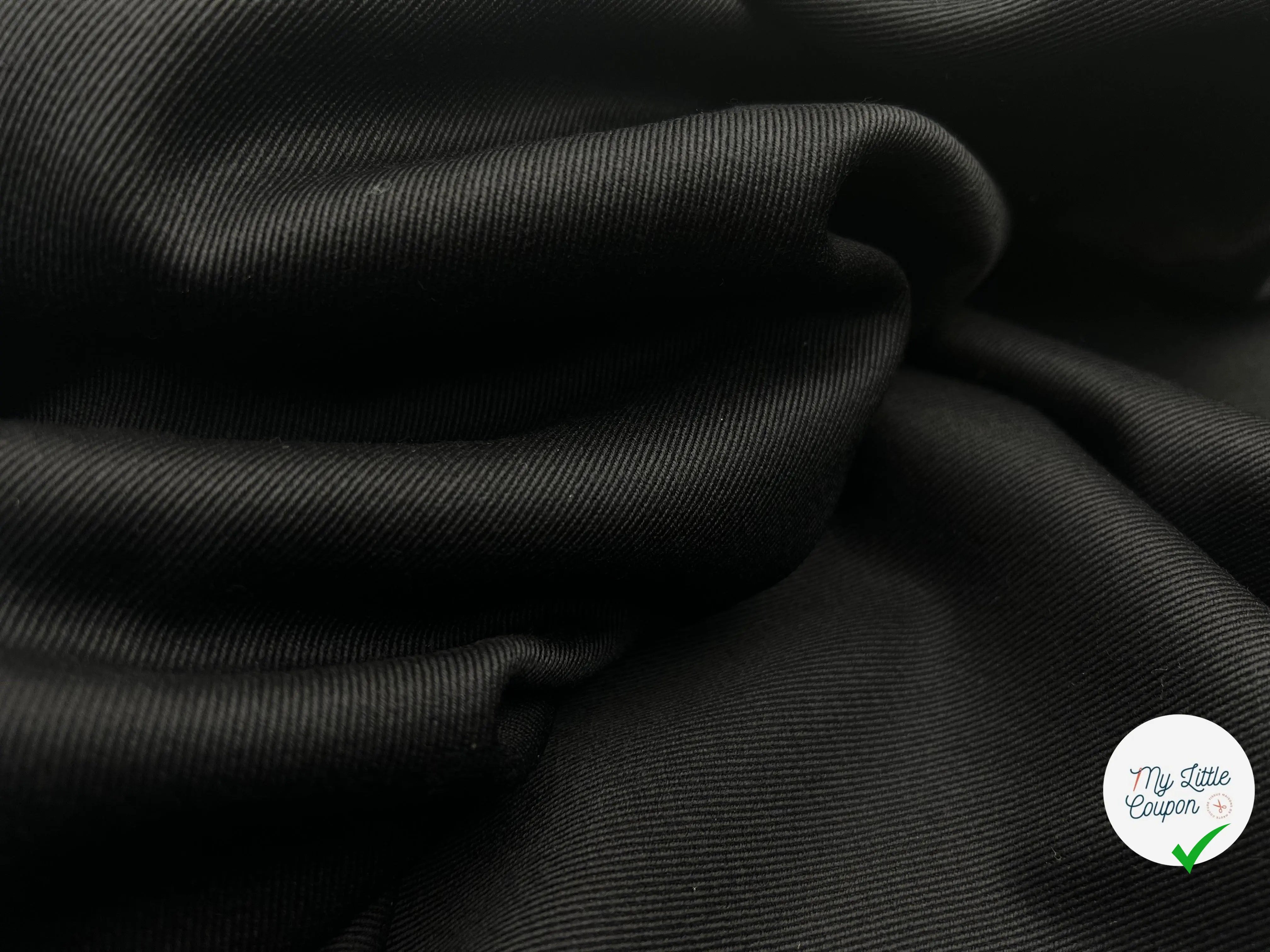 GABARDINE DE LAINE FAÇON DRILL NOIRE - coupon de tissu de 3 mètres - My Little Coupon - tissu - coudre