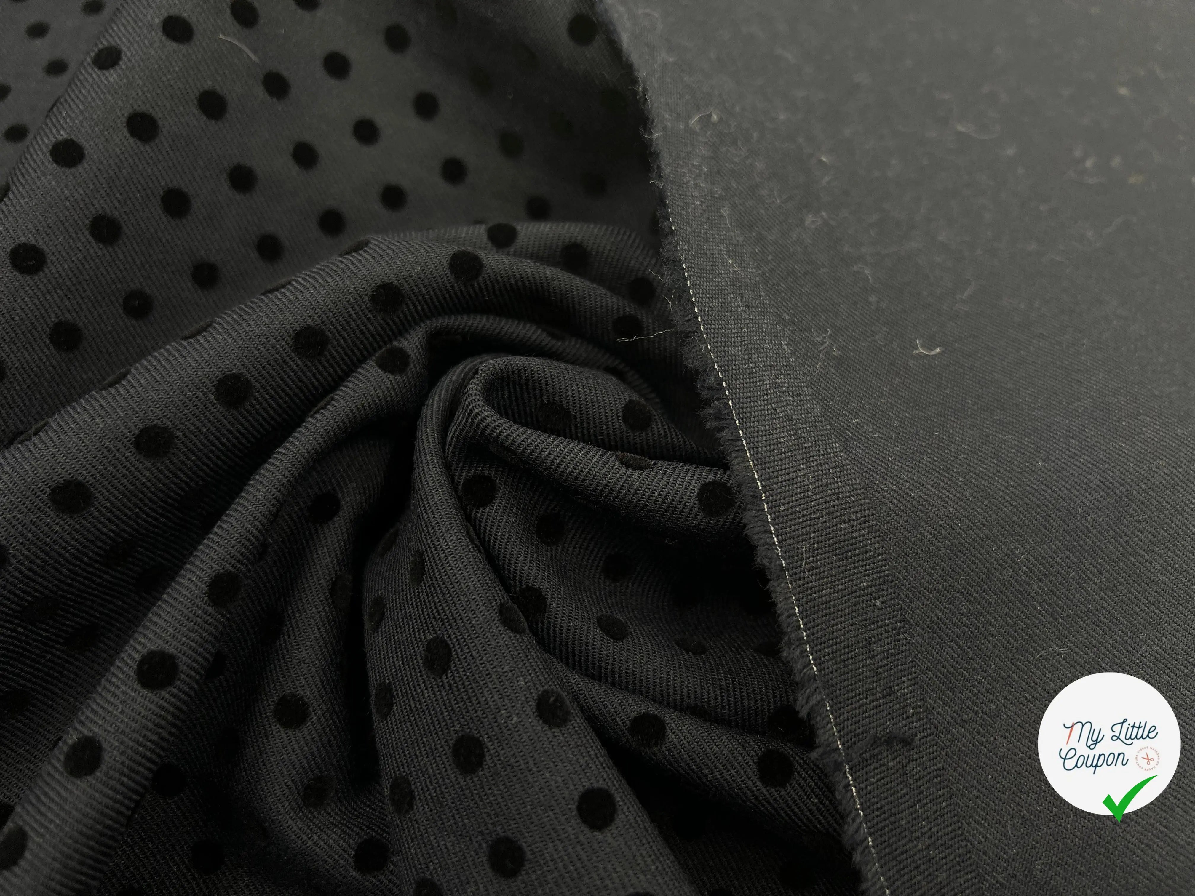 GABARDINE DE LAINE FLOCKÉE PETITS POIS - My Little Coupon - tissu - coudre