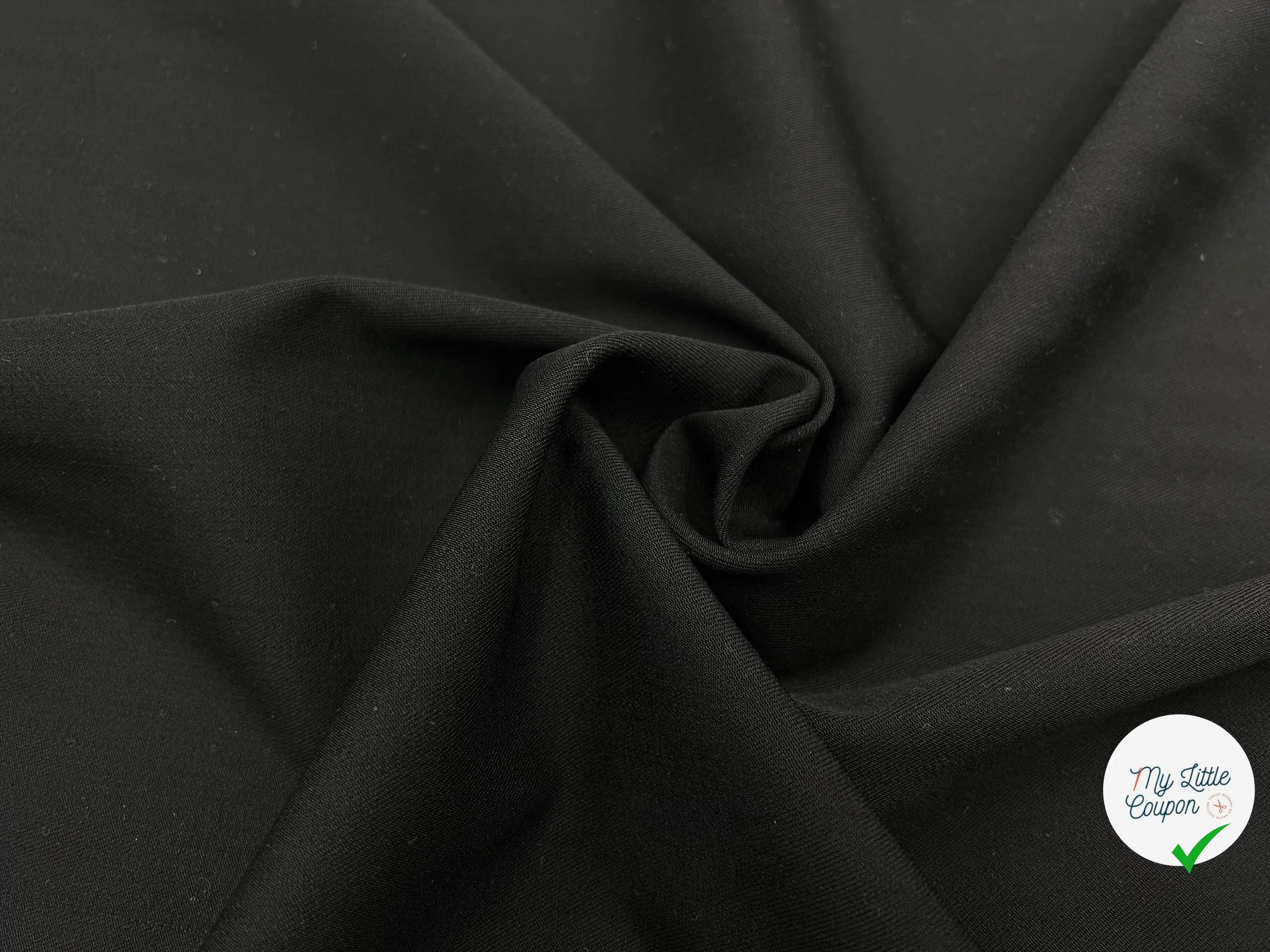 GABARDINE DE LAINE FLUIDE ET EXTENSIBLE NOIR - My Little Coupon - tissu - coudre