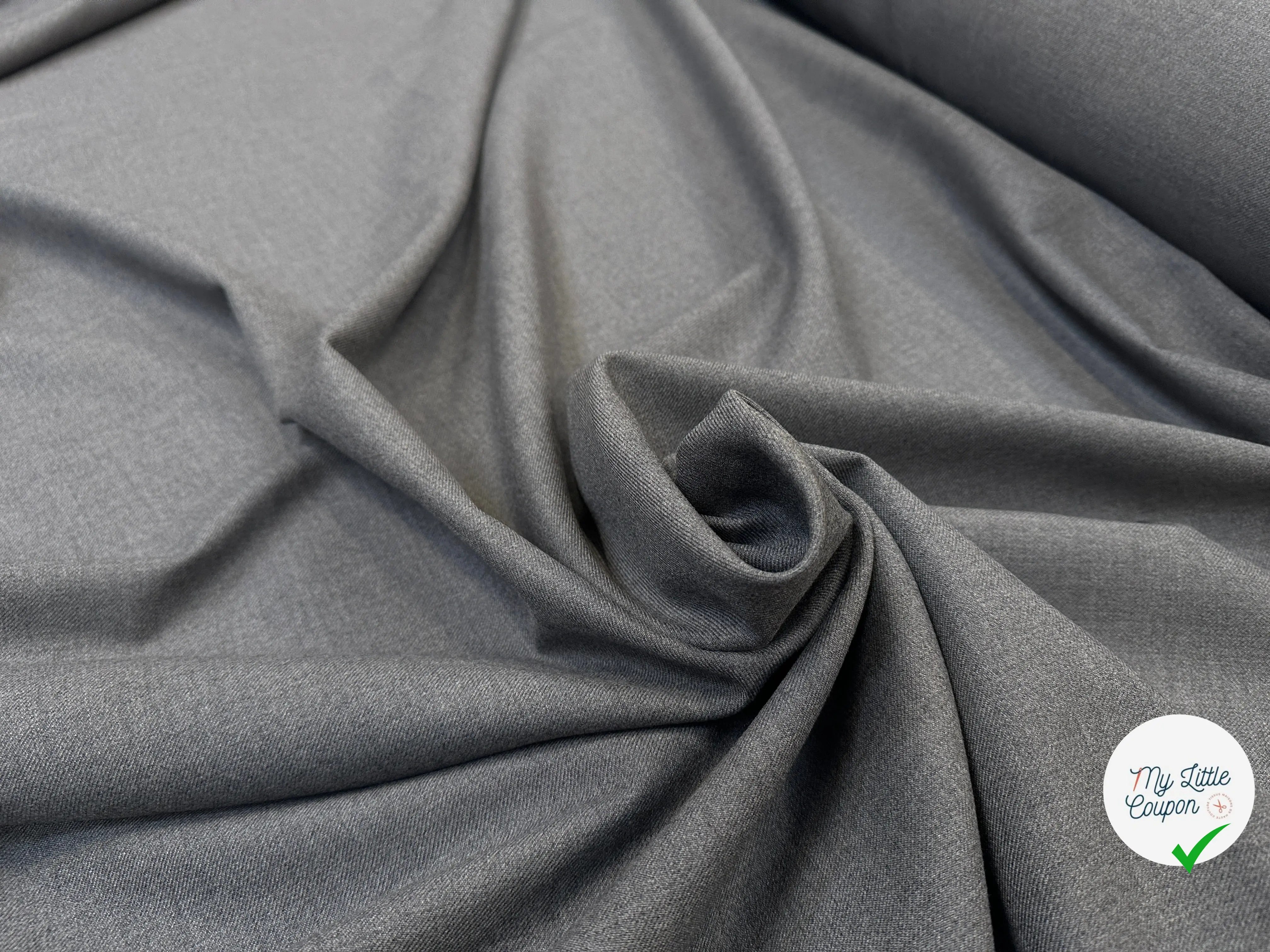 GABARDINE DE LAINE GRIS MOYEN - My Little Coupon