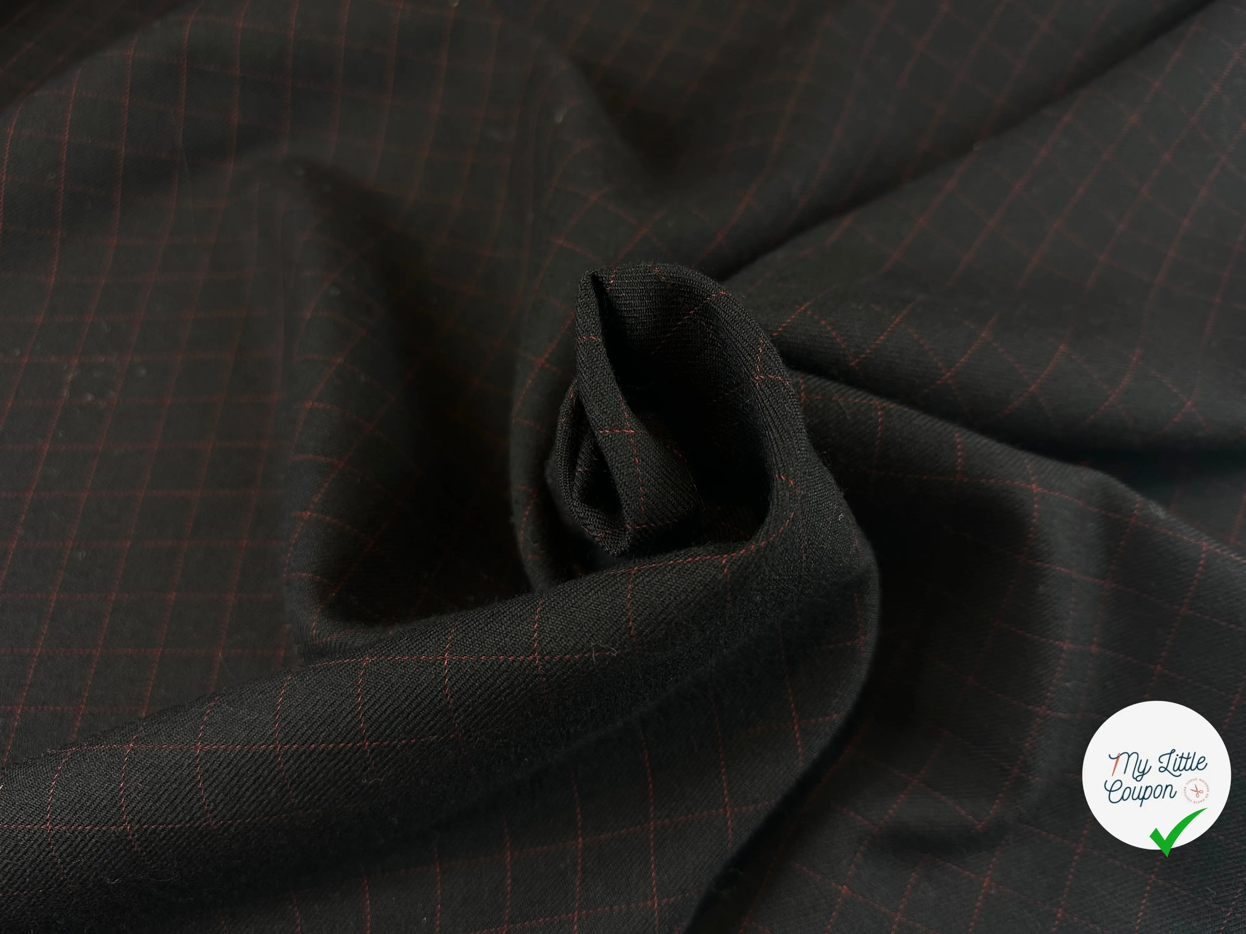 GABARDINE DE LAINE NOIR QUADRILLÉ ROUGE MLC INTERN