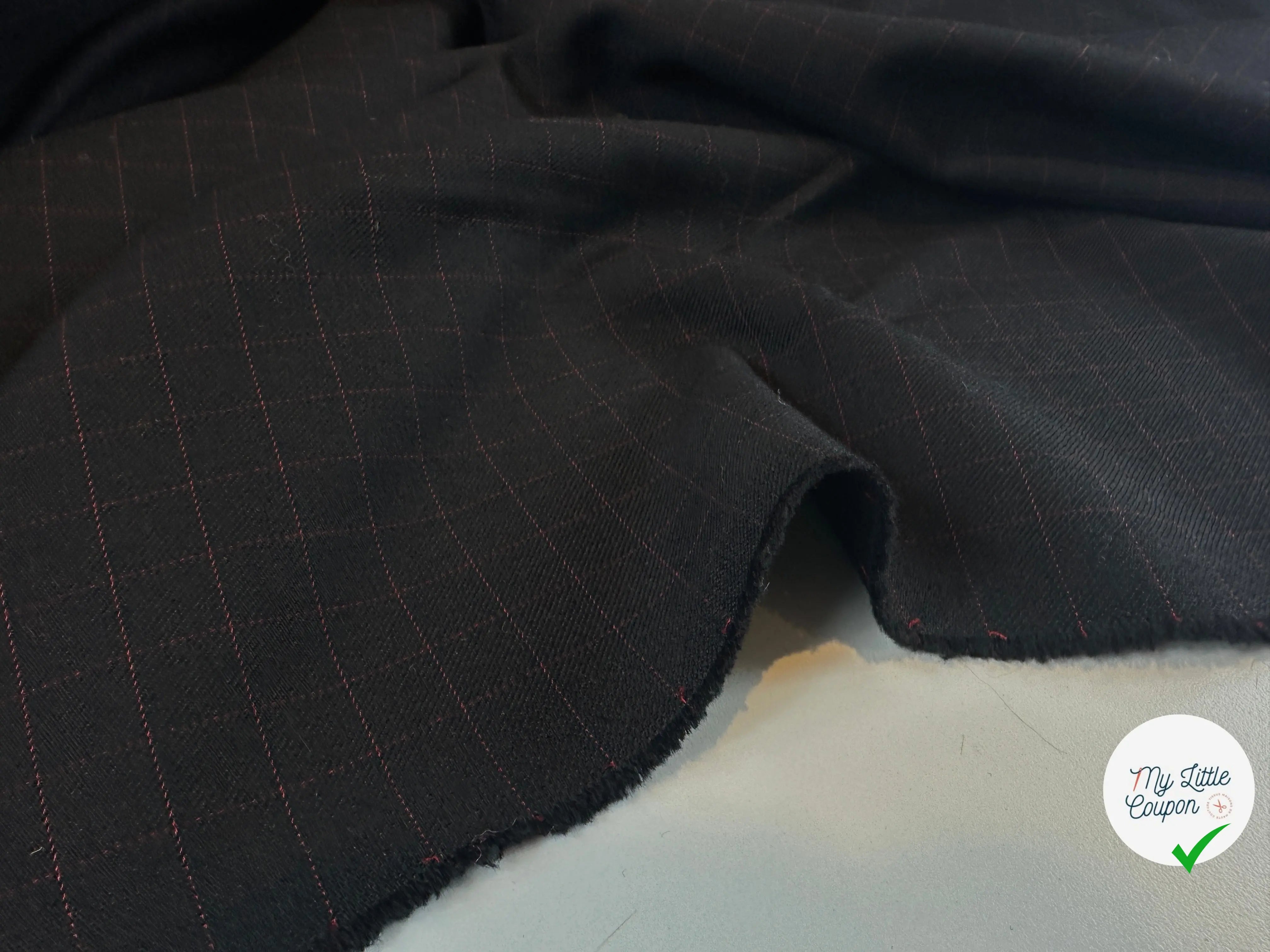 GABARDINE DE LAINE NOIR QUADRILLÉ ROUGE MLC INTERN