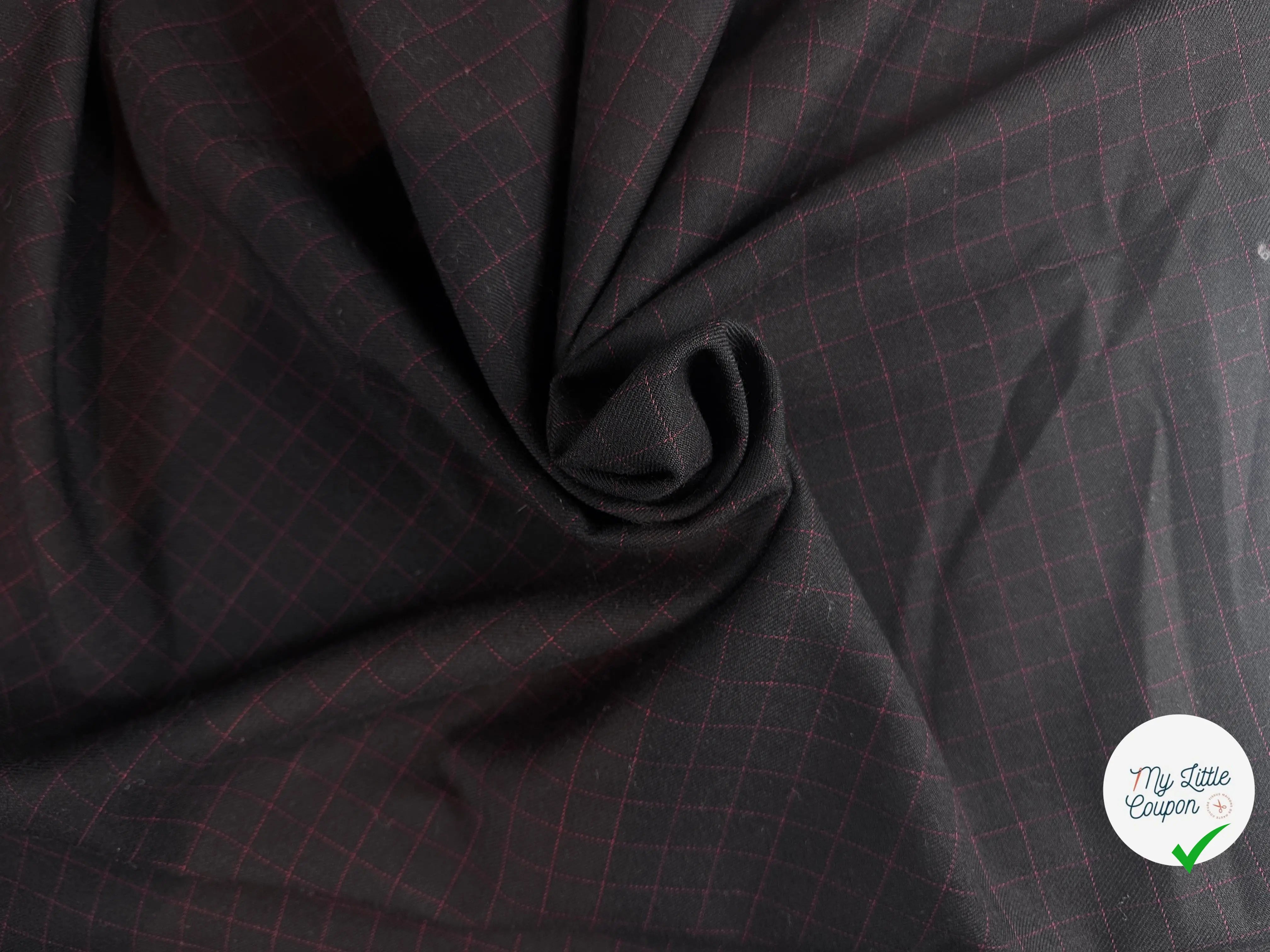GABARDINE DE LAINE NOIR QUADRILLÉ ROUGE MLC INTERN
