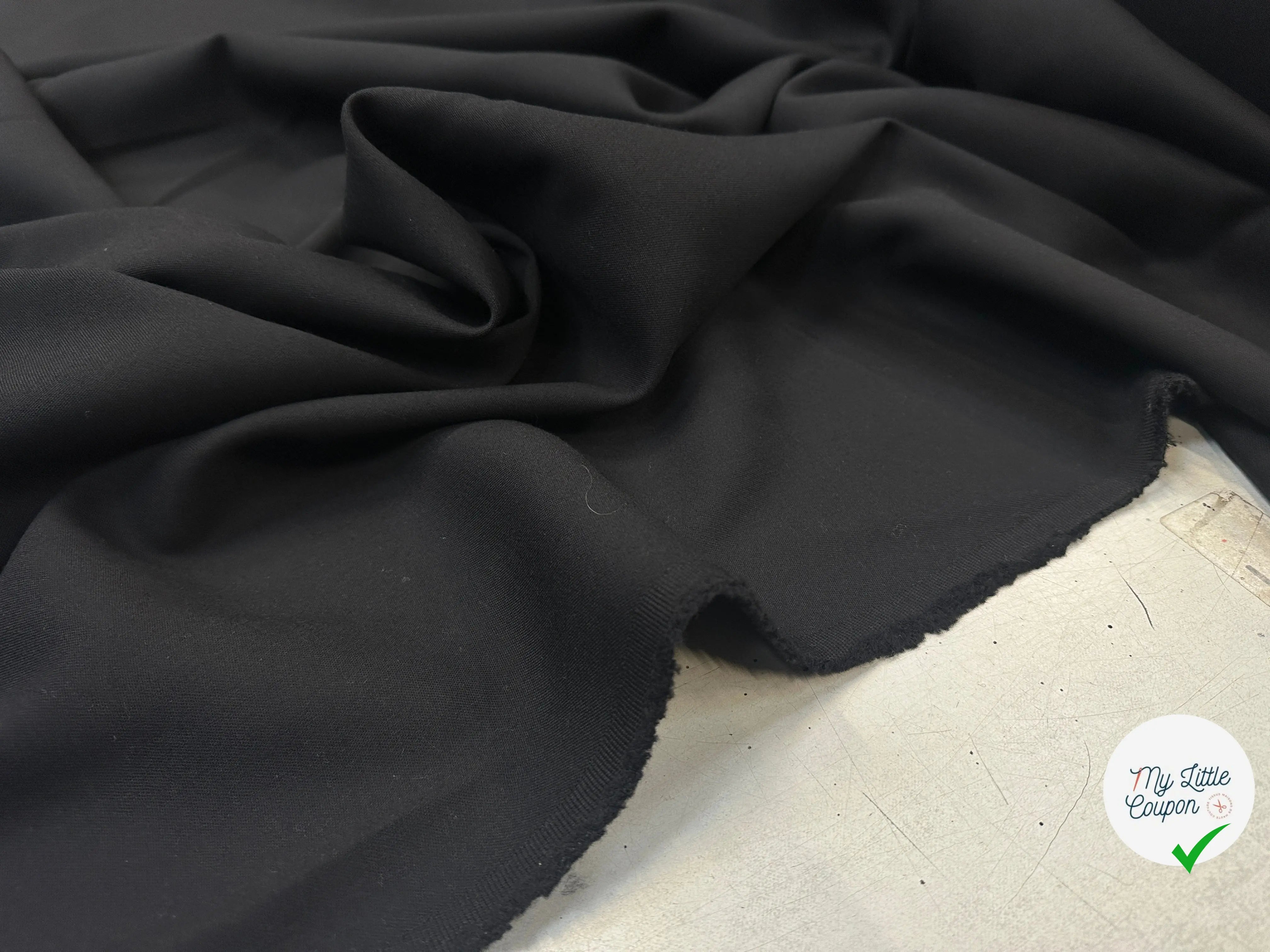 GABARDINE DE LAINE NOIR STRETCH BELLE QUALITÉ - My Little Coupon