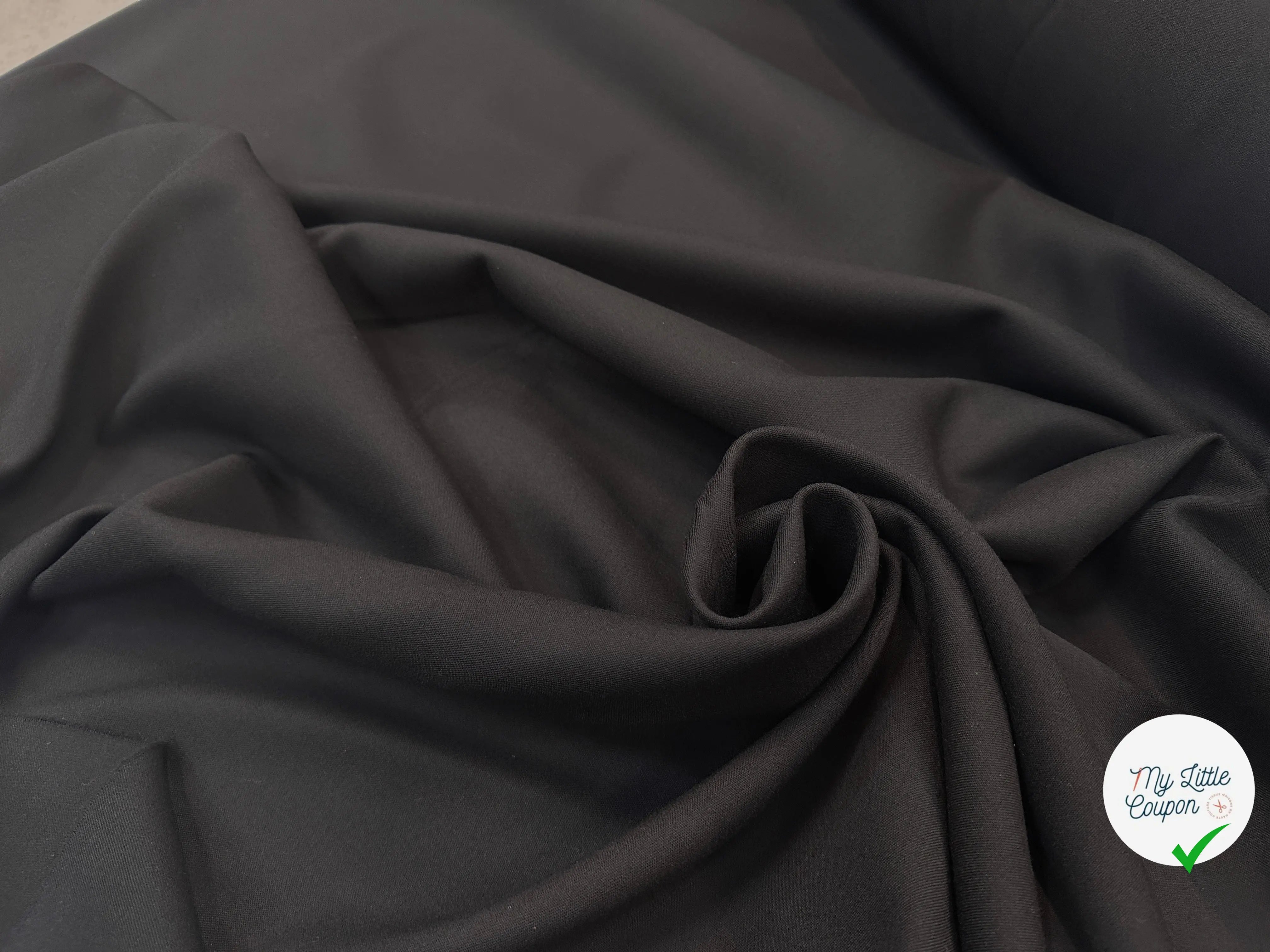 GABARDINE DE LAINE NOIR STRETCH BELLE QUALITÉ - My Little Coupon