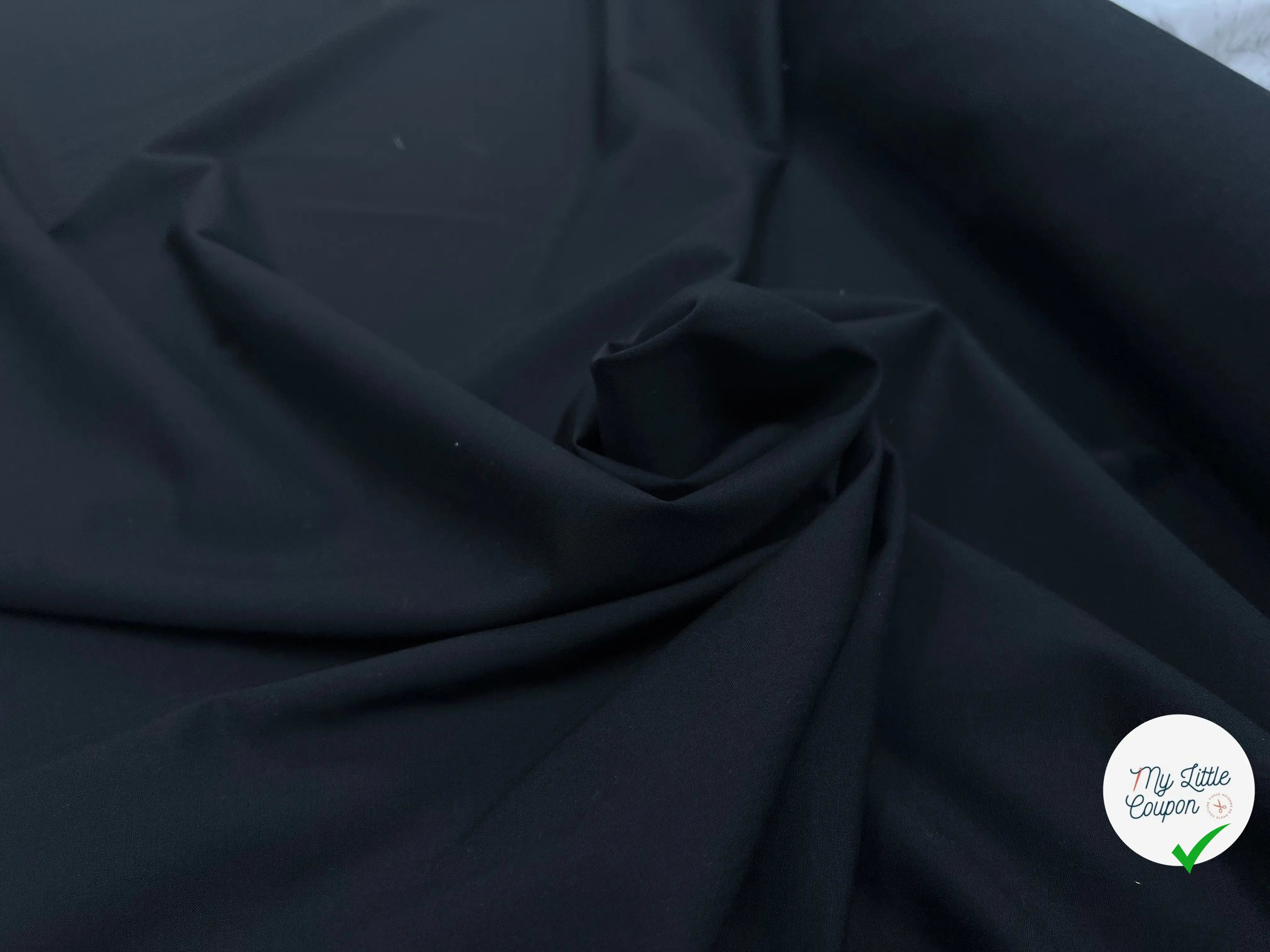 GABARDINE DE LAINE NOIR STRETCH EFFET CRAQUANTE - My Little Coupon