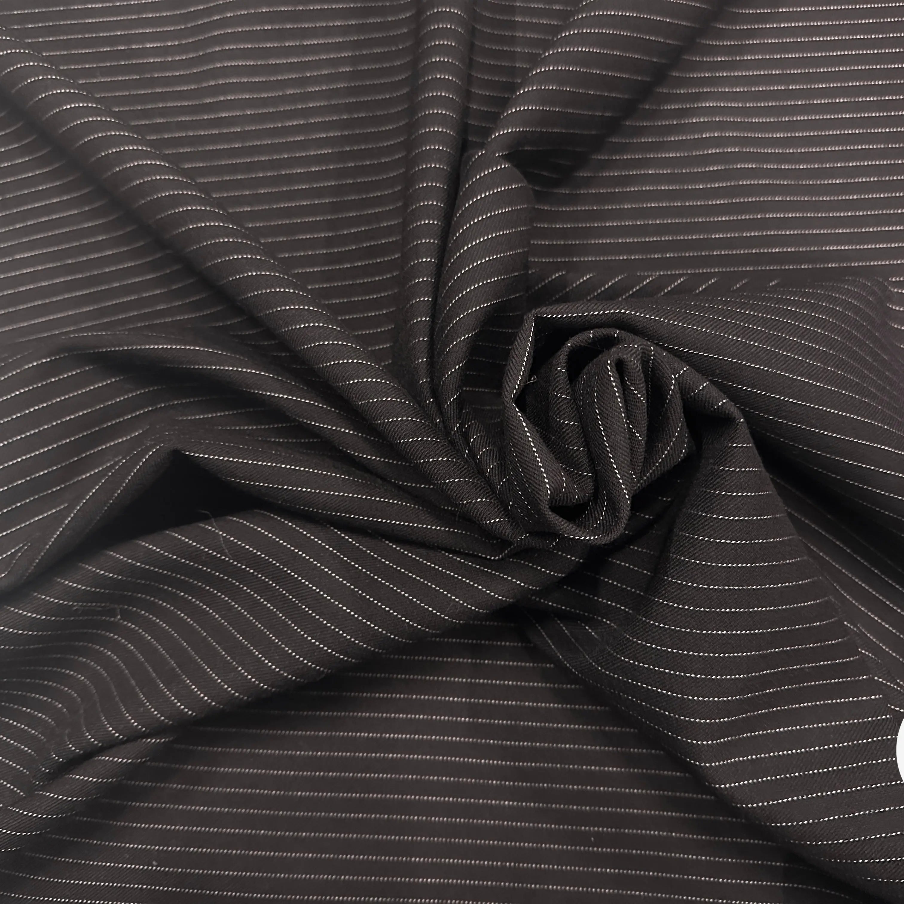 GABARDINE DE LAINE NOIRE PIN STRIPES WHITE MLC INTERN