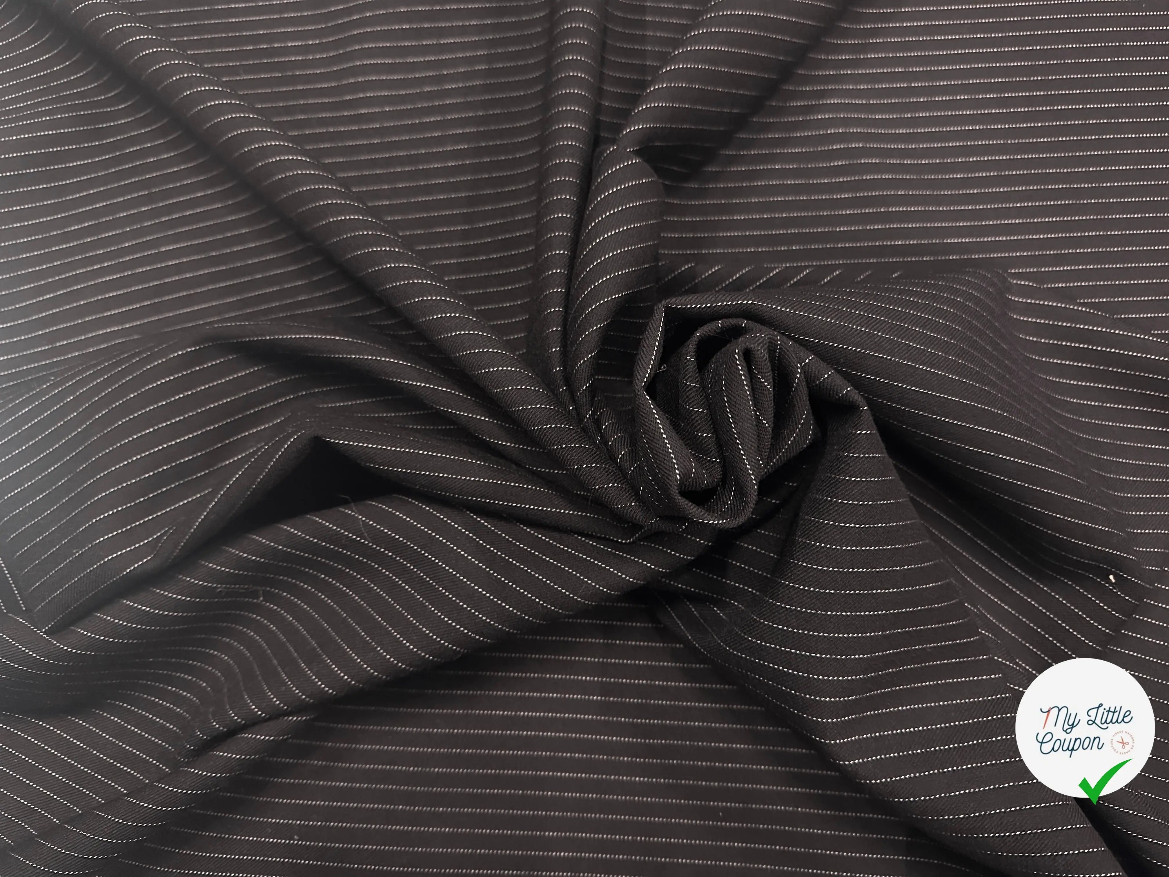 GABARDINE DE LAINE NOIRE PIN STRIPES WHITE MLC INTERN