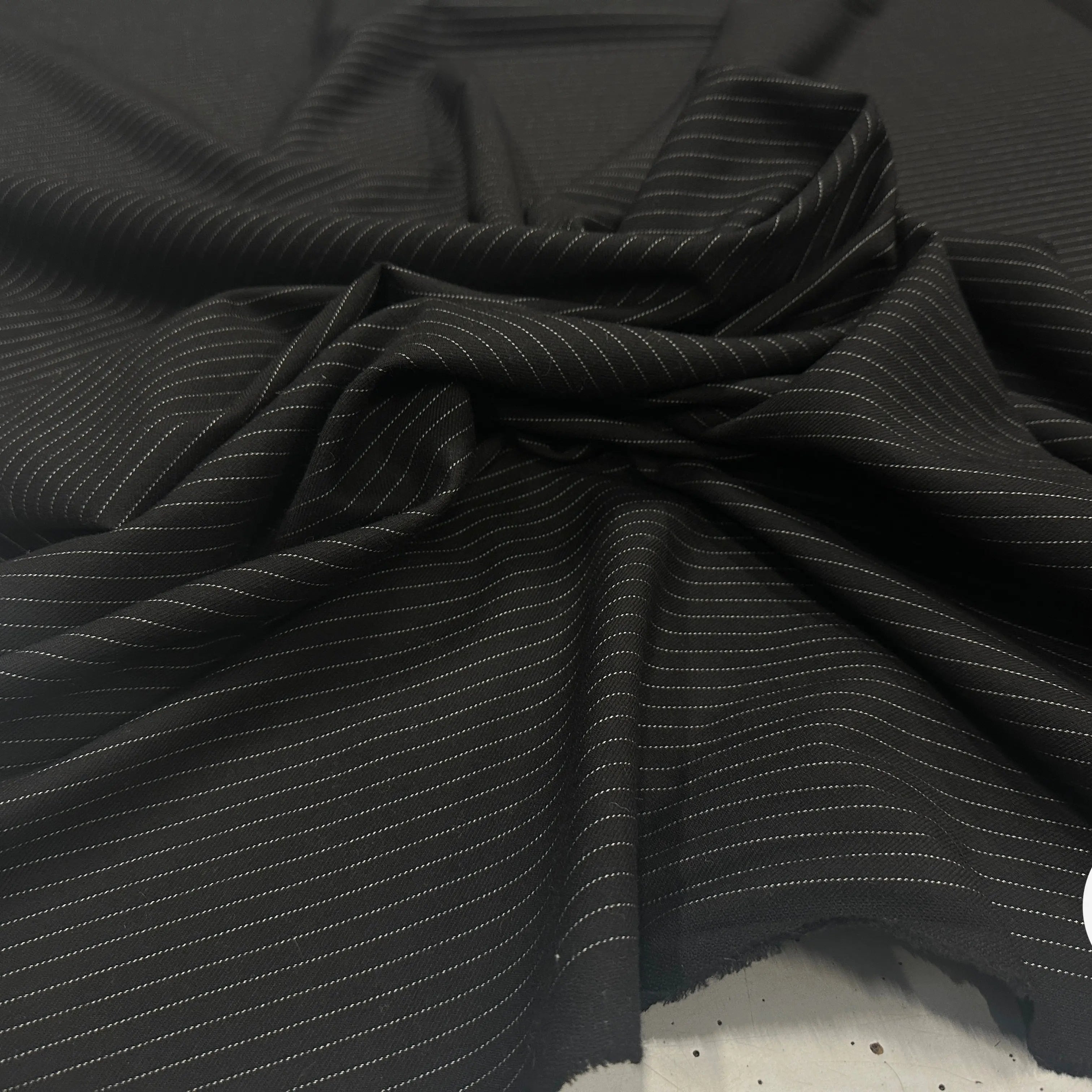 GABARDINE DE LAINE NOIRE PIN STRIPES WHITE MLC INTERN