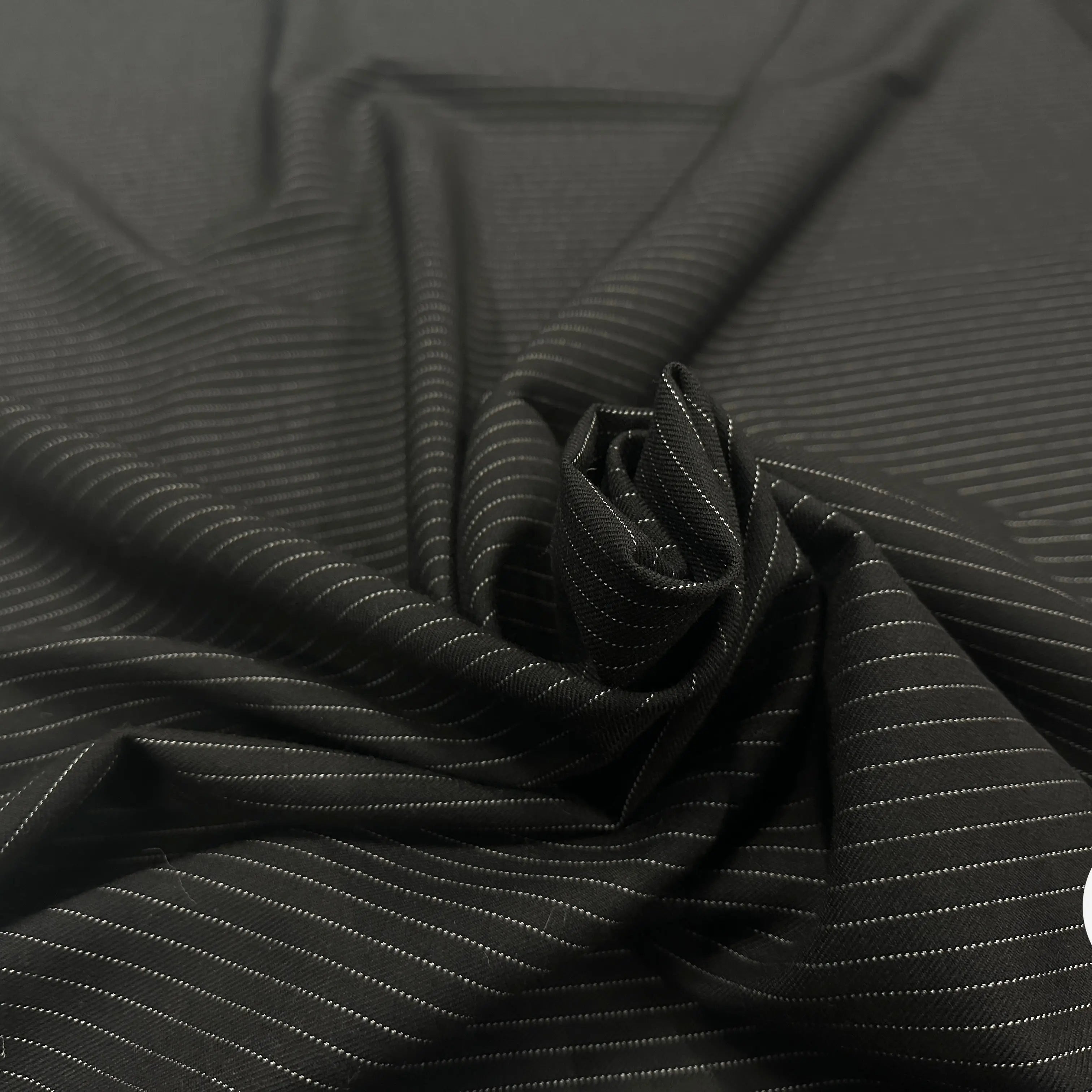 GABARDINE DE LAINE NOIRE PIN STRIPES WHITE MLC INTERN