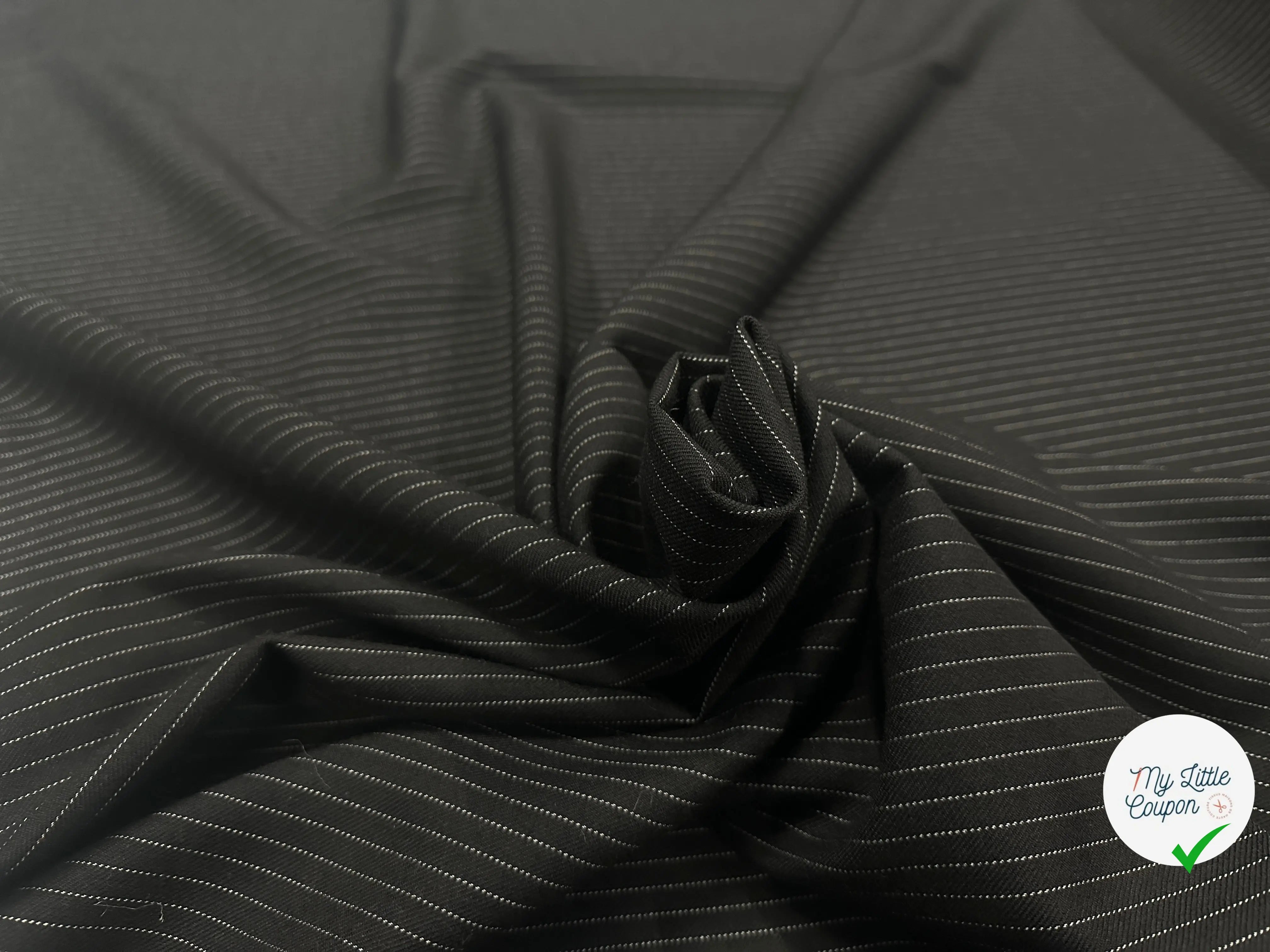 GABARDINE DE LAINE NOIRE PIN STRIPES WHITE MLC INTERN