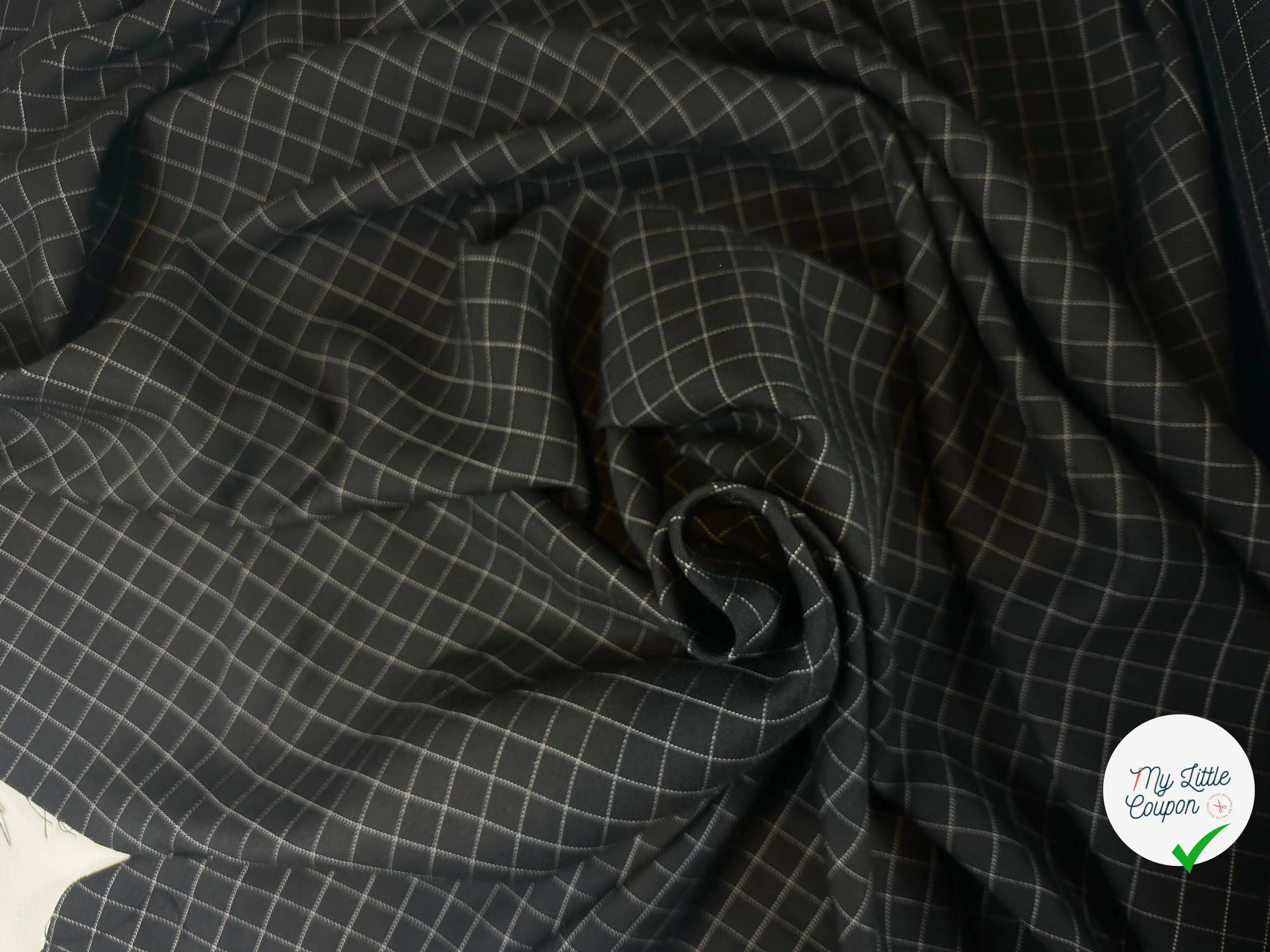 GABARDINE DE LAINE NOIRE QUADRILLÉE BLANCHE MLC INTERN