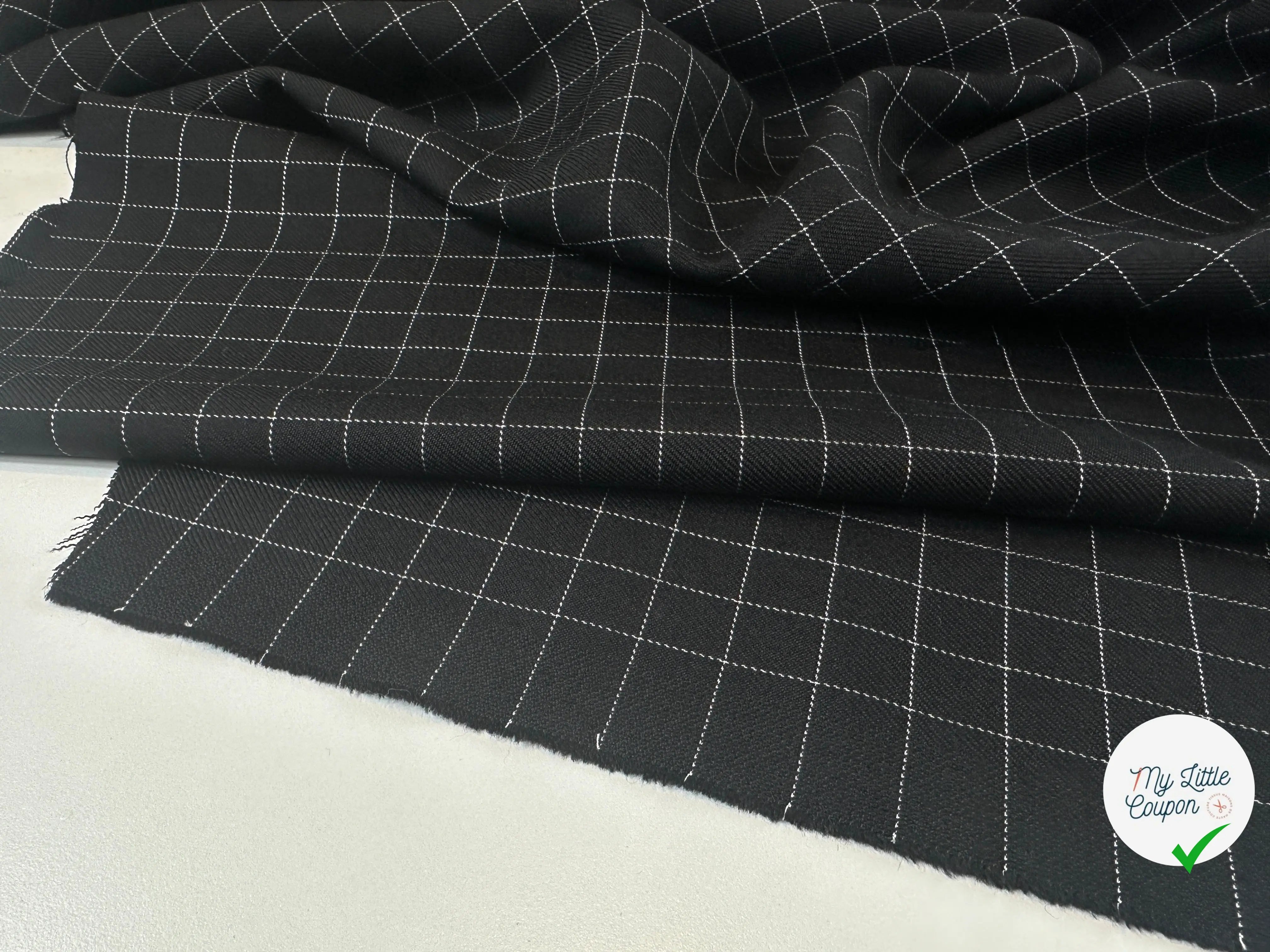GABARDINE DE LAINE NOIRE QUADRILLÉE BLANCHE MLC INTERN