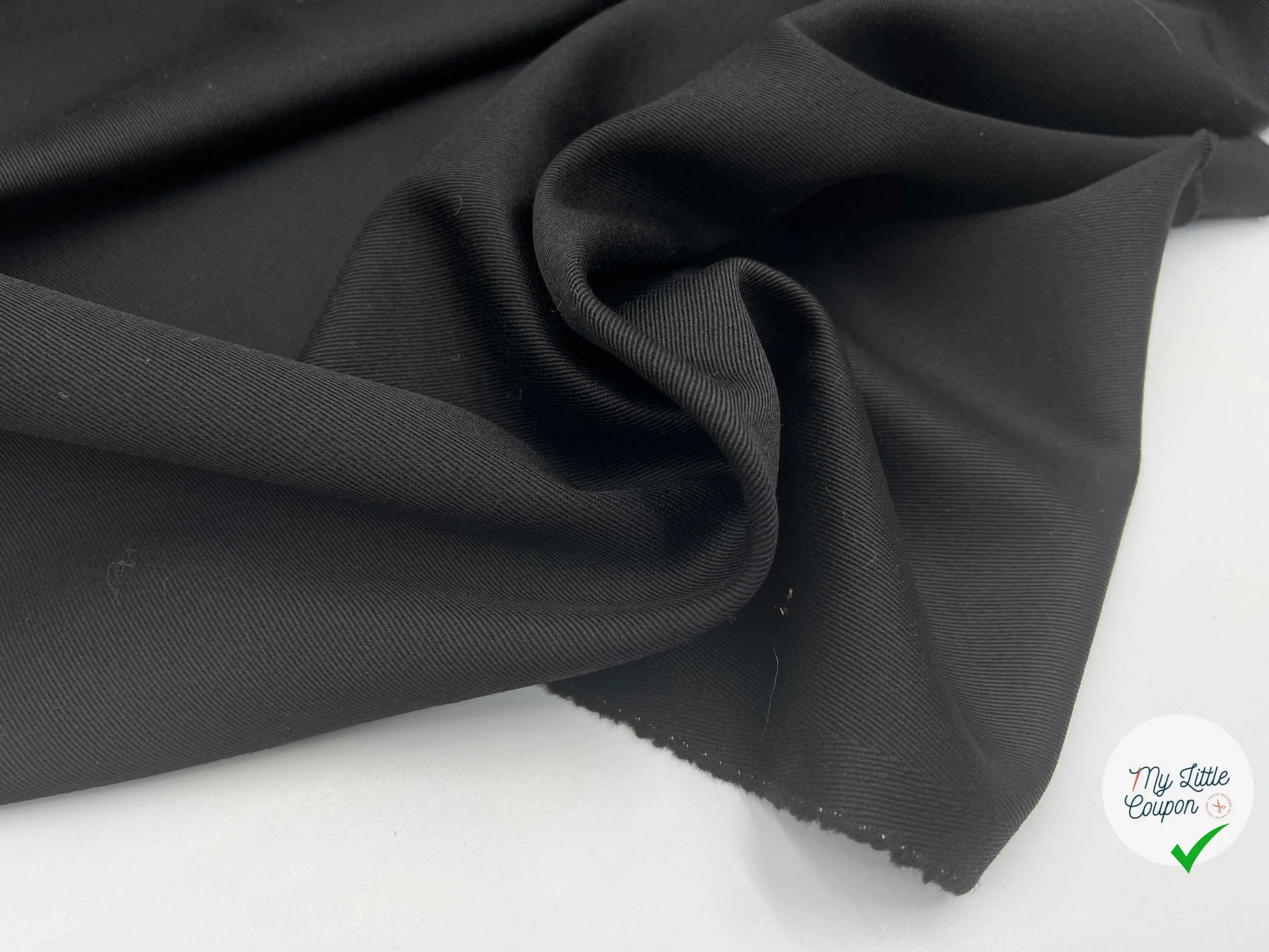 GABARDINE DE LAINE NOIRE TISSAGE DRILL - My Little Coupon - tissu - coudre