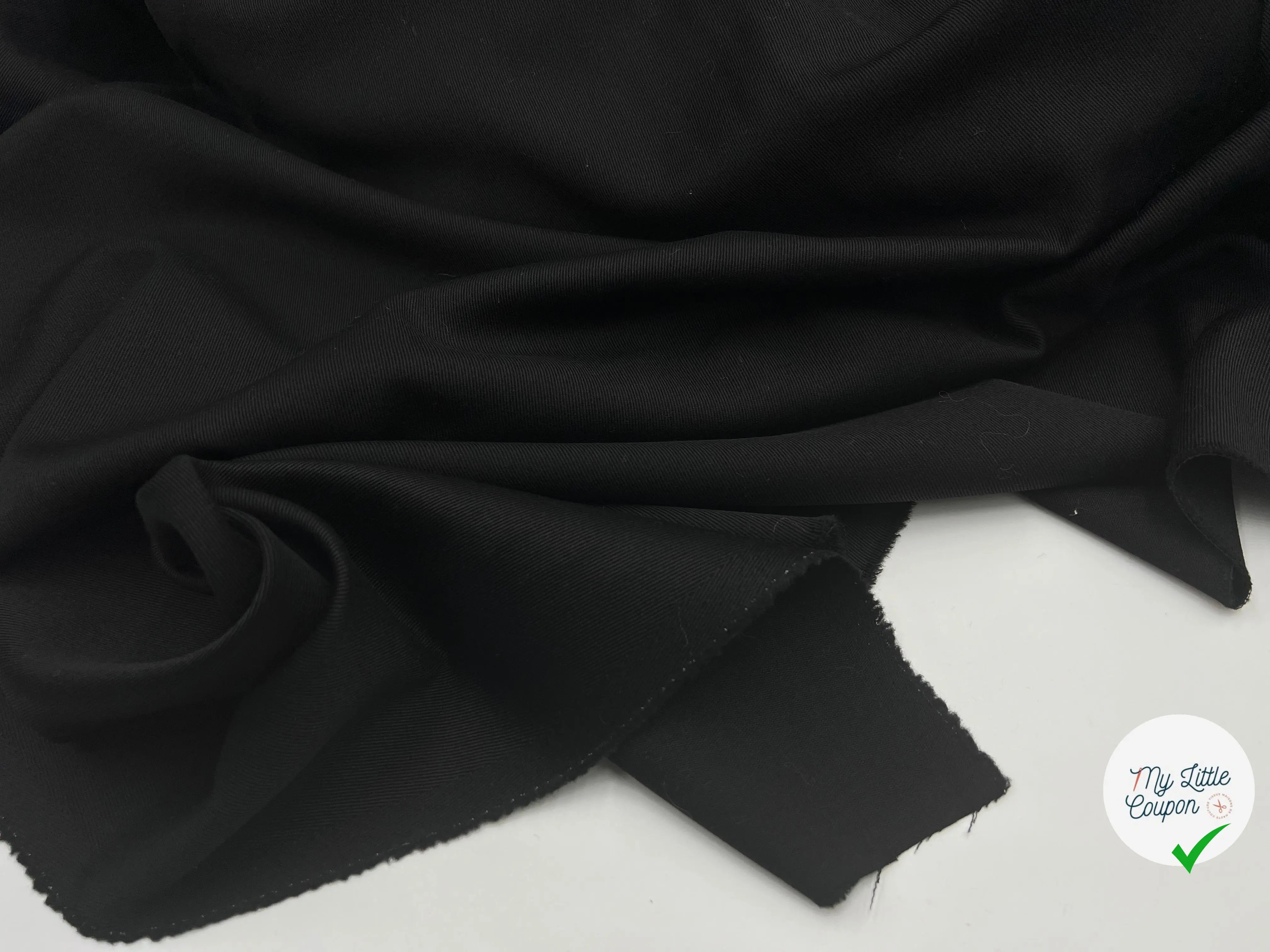 GABARDINE DE LAINE NOIRE TISSAGE DRILL - My Little Coupon - tissu - coudre