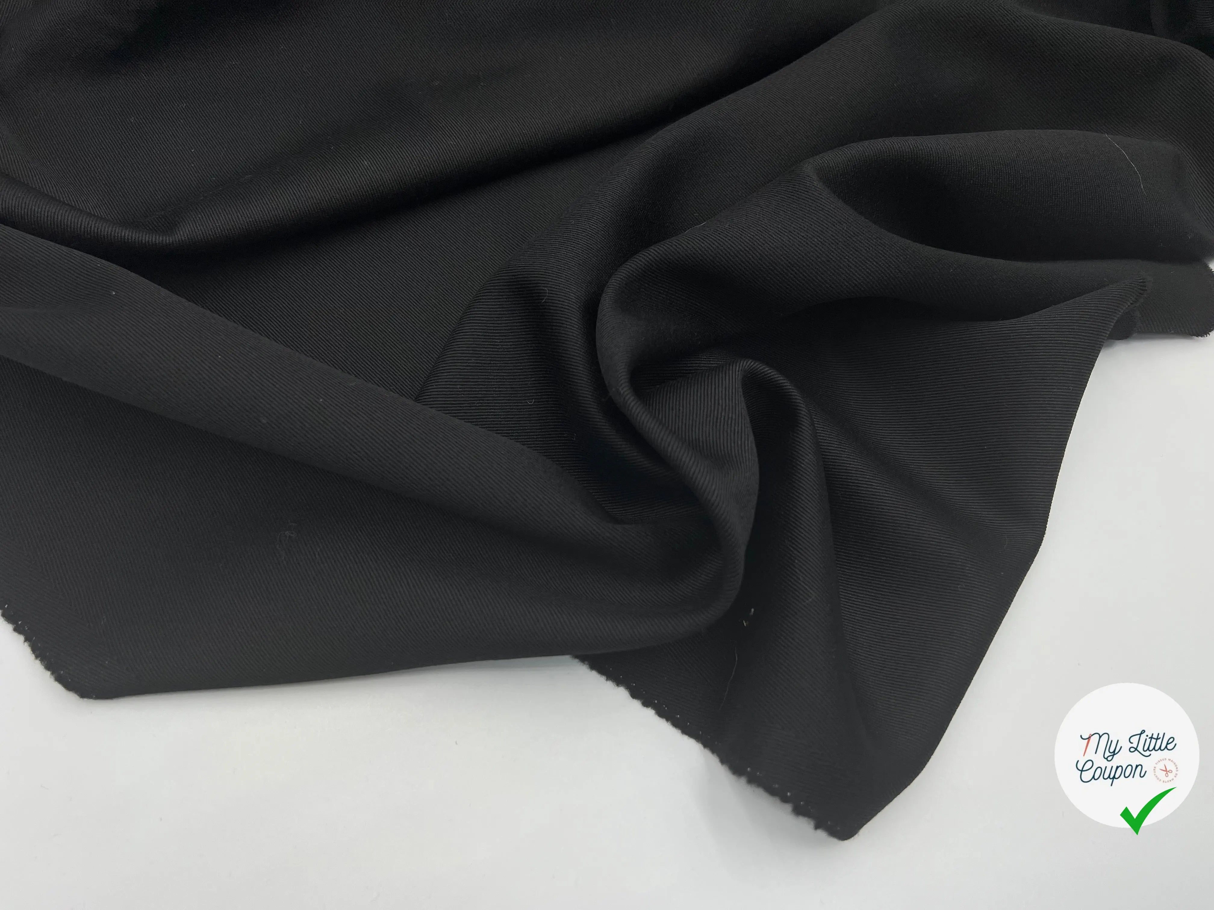 GABARDINE DE LAINE NOIRE TISSAGE DRILL - My Little Coupon - tissu - coudre