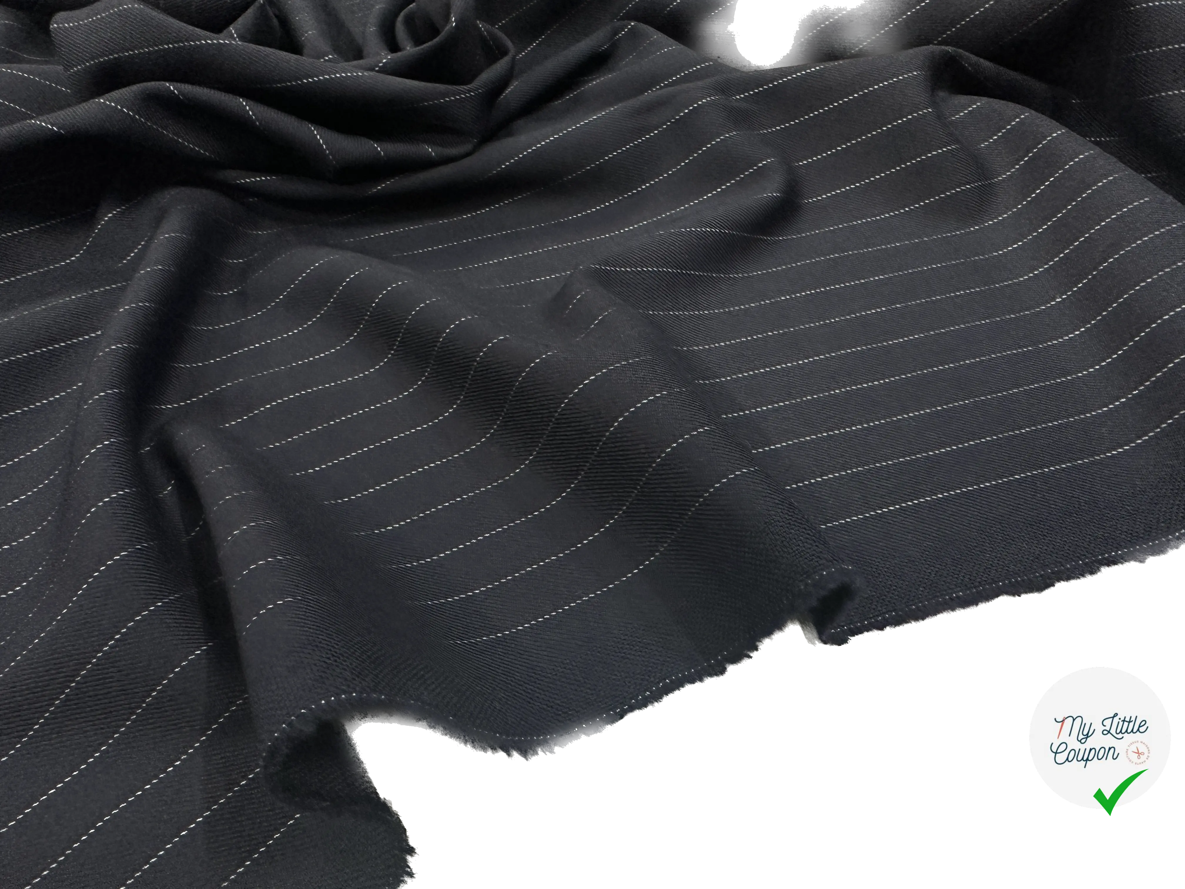 GABARDINE DE LAINE RAYURES FINE NAVY FOULE MLC INTERN