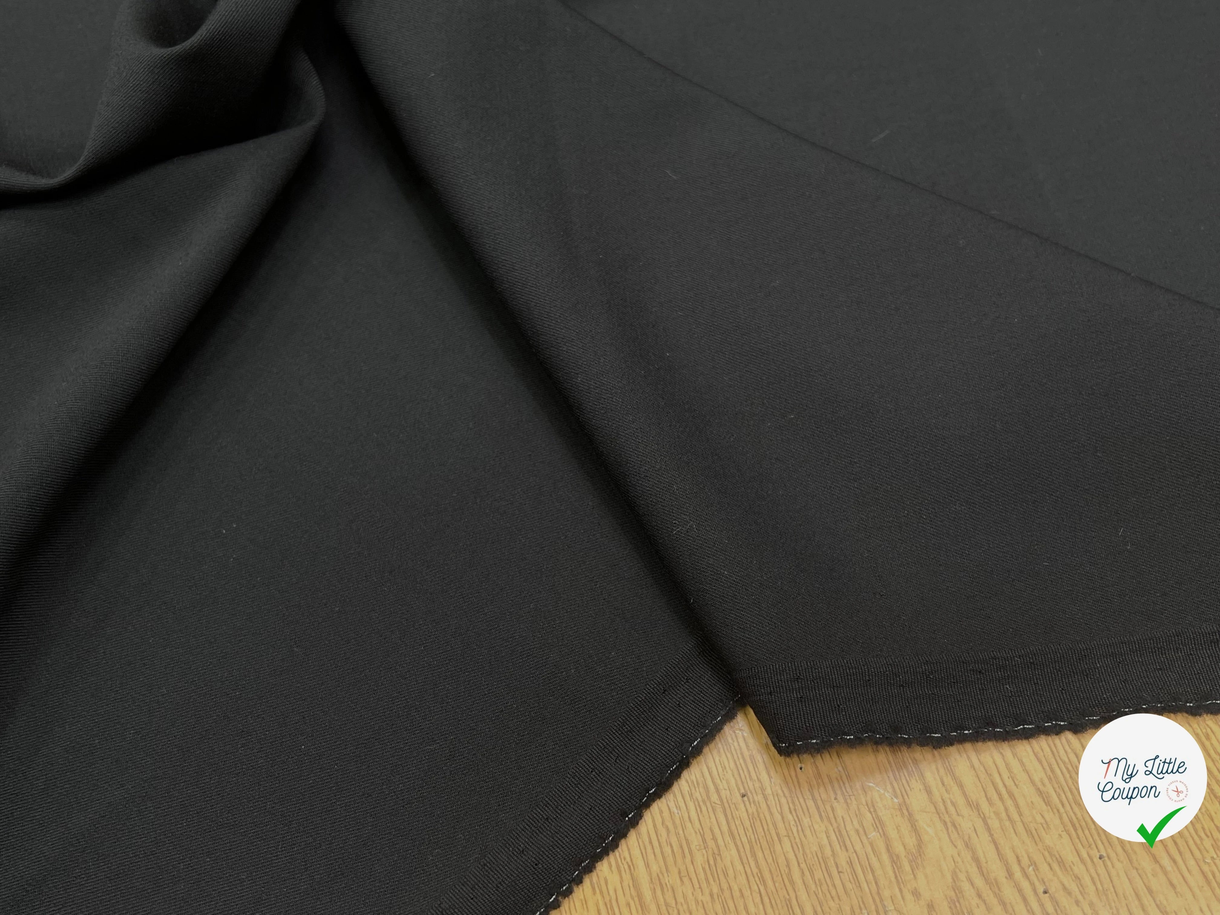 GABARDINE DE LAINE STRETCH BELLE TENUE NOIR 100% LAINE - My Little Coupon