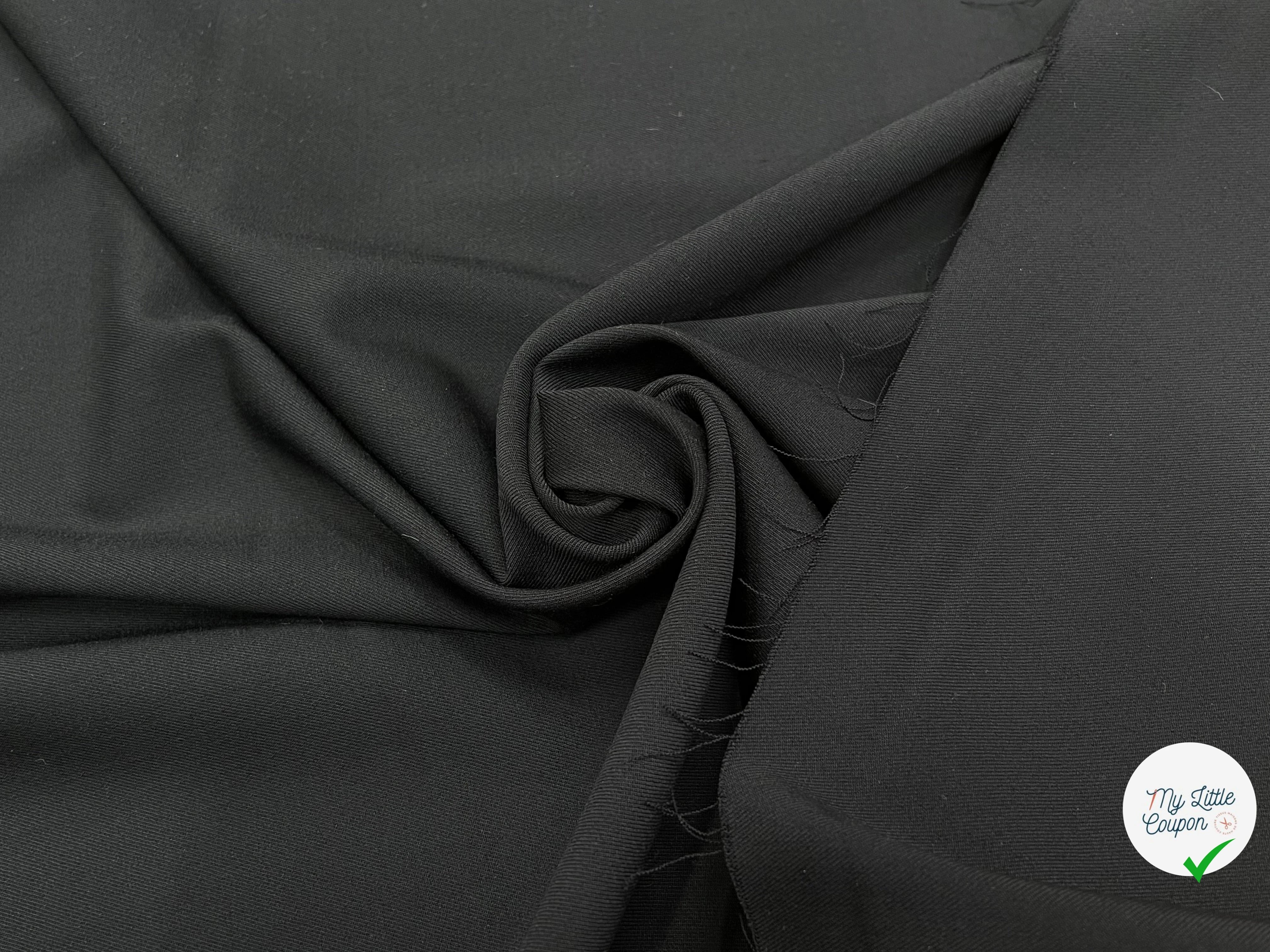 GABARDINE DE LAINE STRETCH BELLE TENUE NOIR 100% LAINE - My Little Coupon