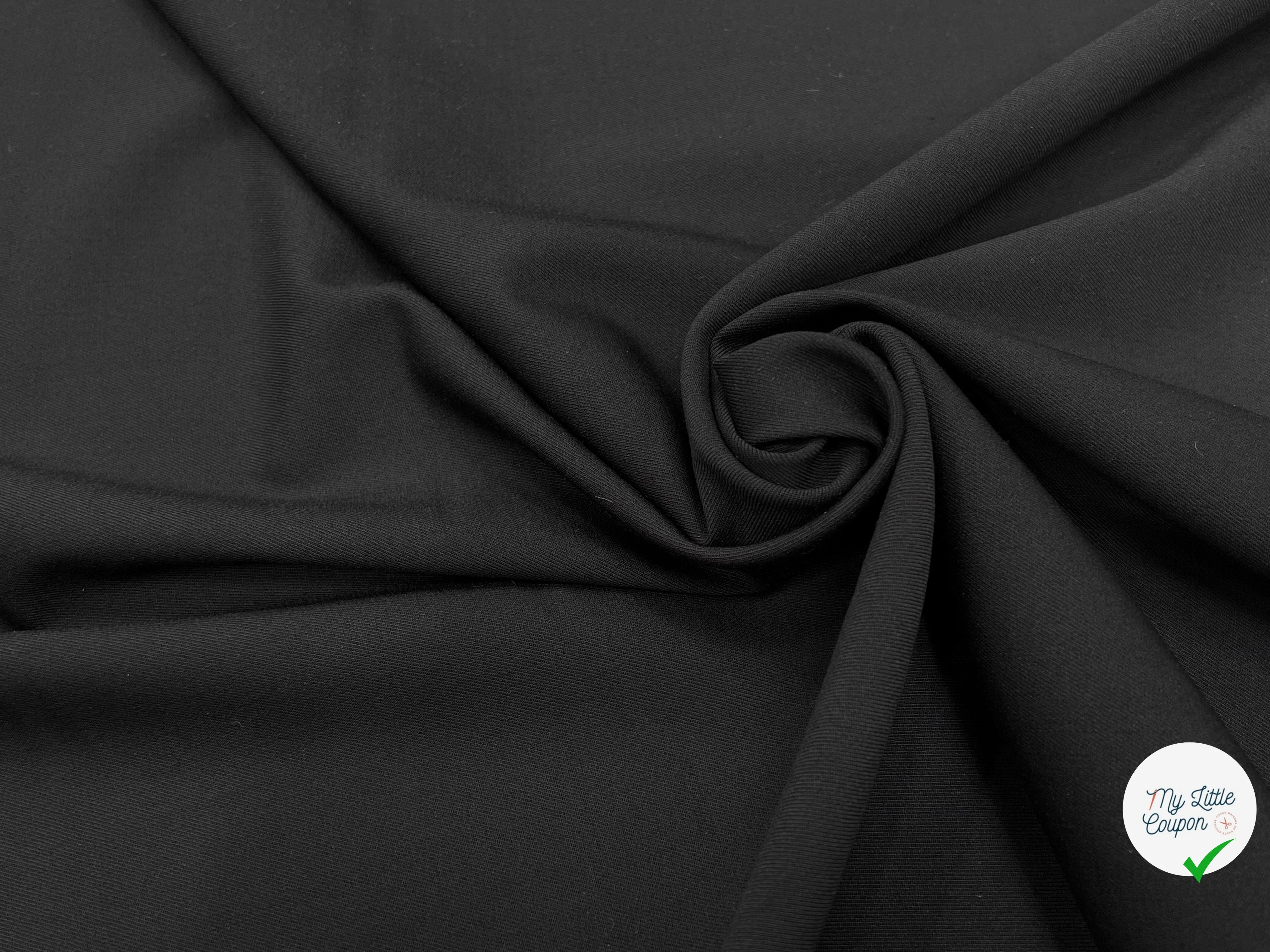 GABARDINE DE LAINE STRETCH BELLE TENUE NOIR 100% LAINE - My Little Coupon