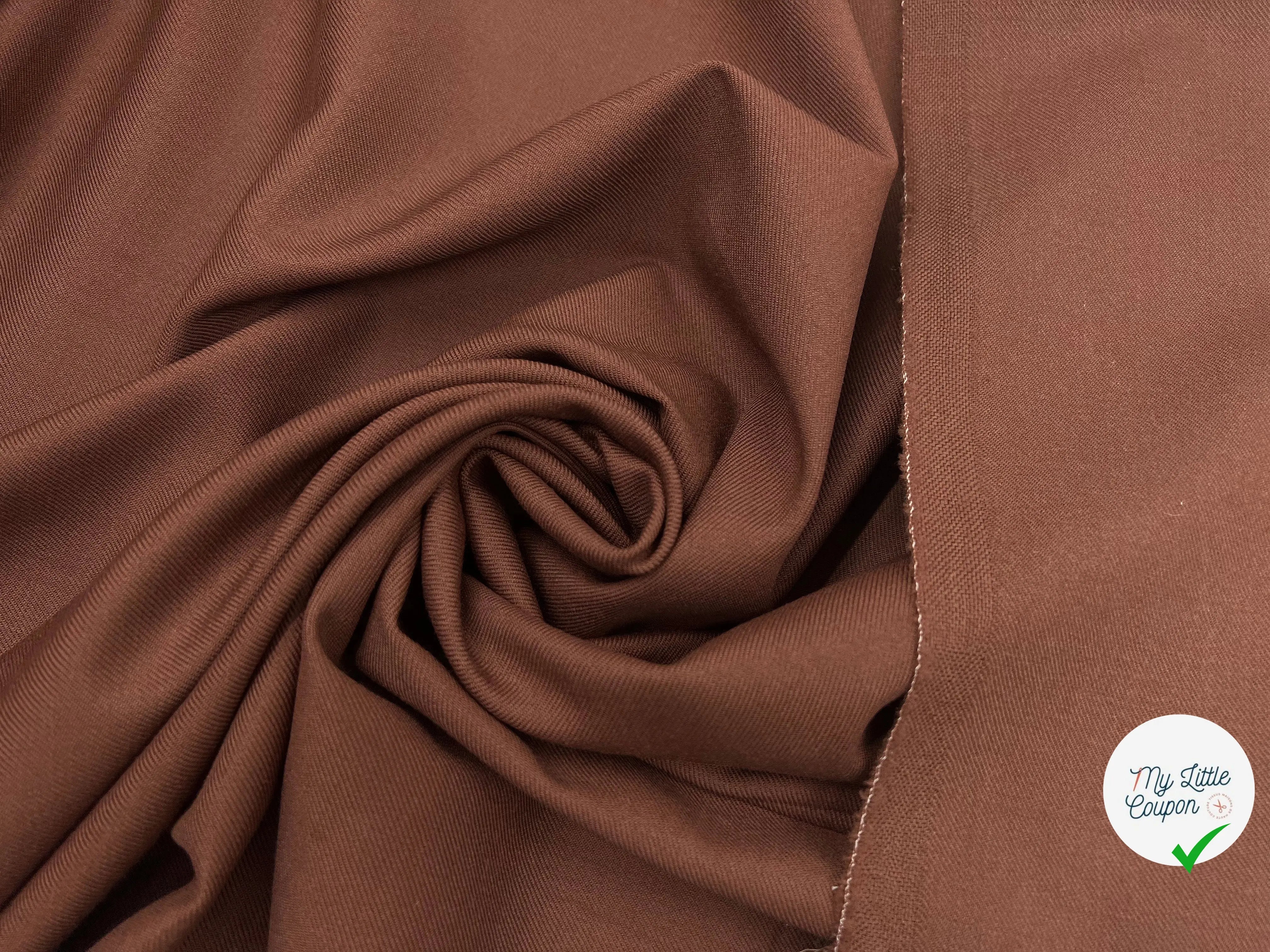GABARDINE DE LAINE STRETCH CHOCOLAT - My Little Coupon