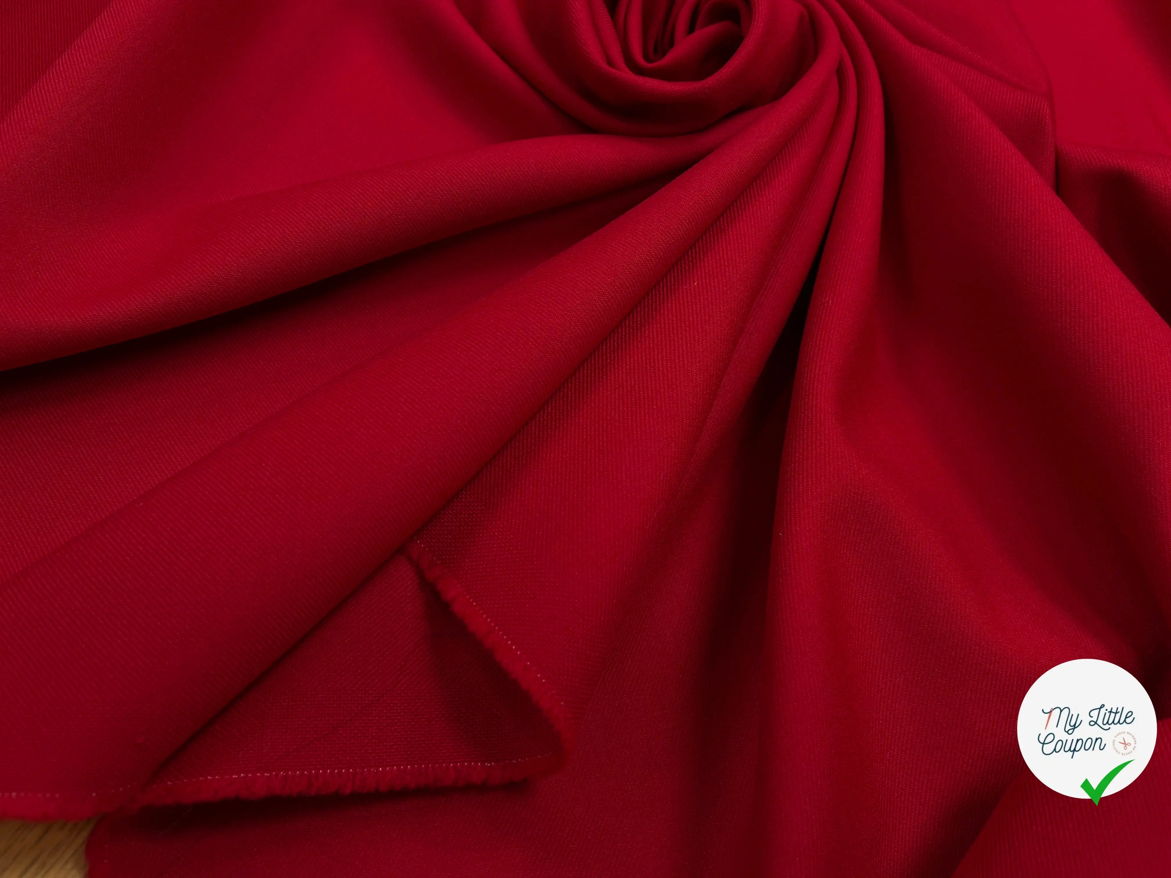 GABARDINE DE LAINE STRETCH ROUGE RUBY - My Little Coupon