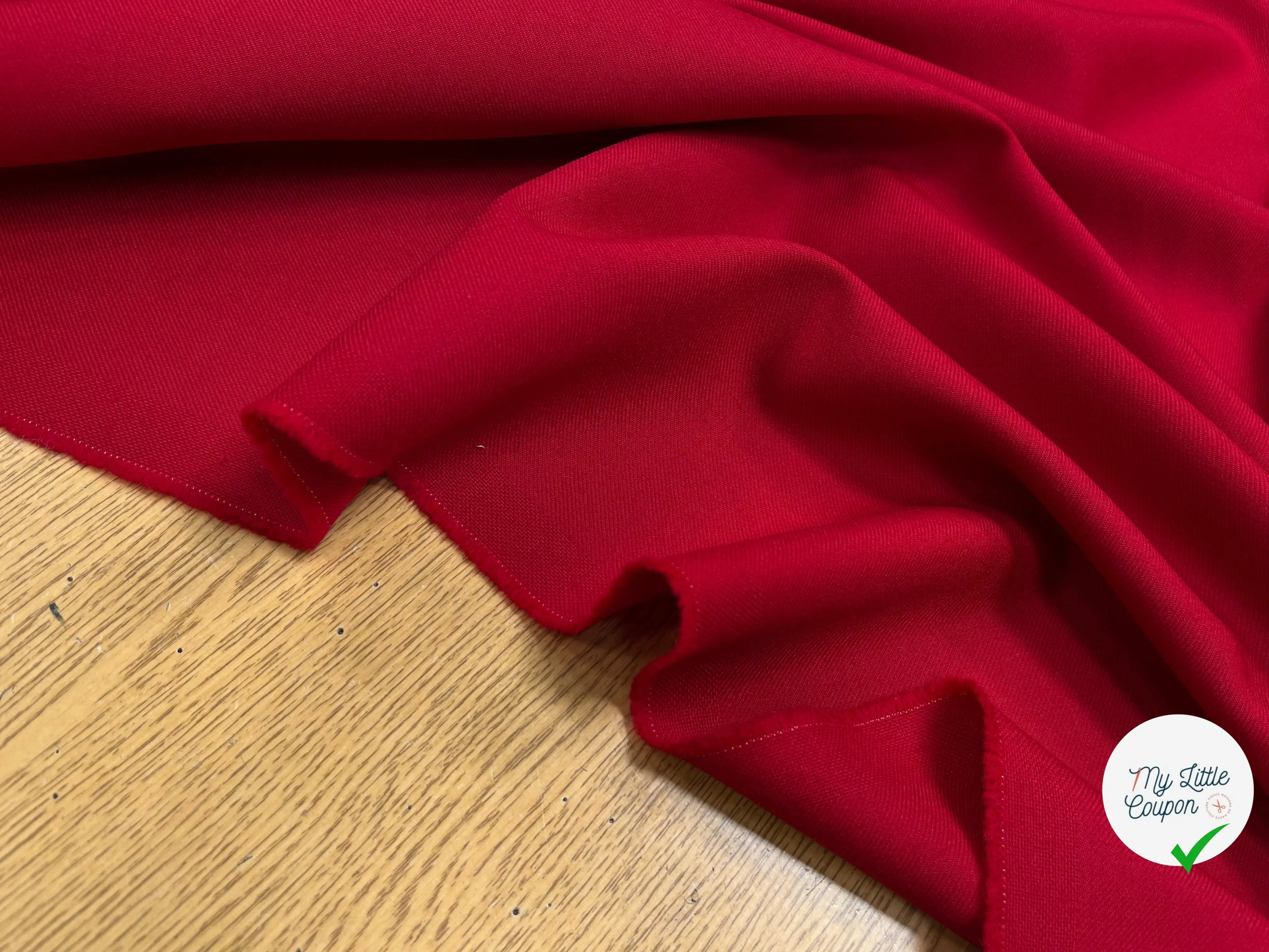 GABARDINE DE LAINE STRETCH ROUGE RUBY - My Little Coupon