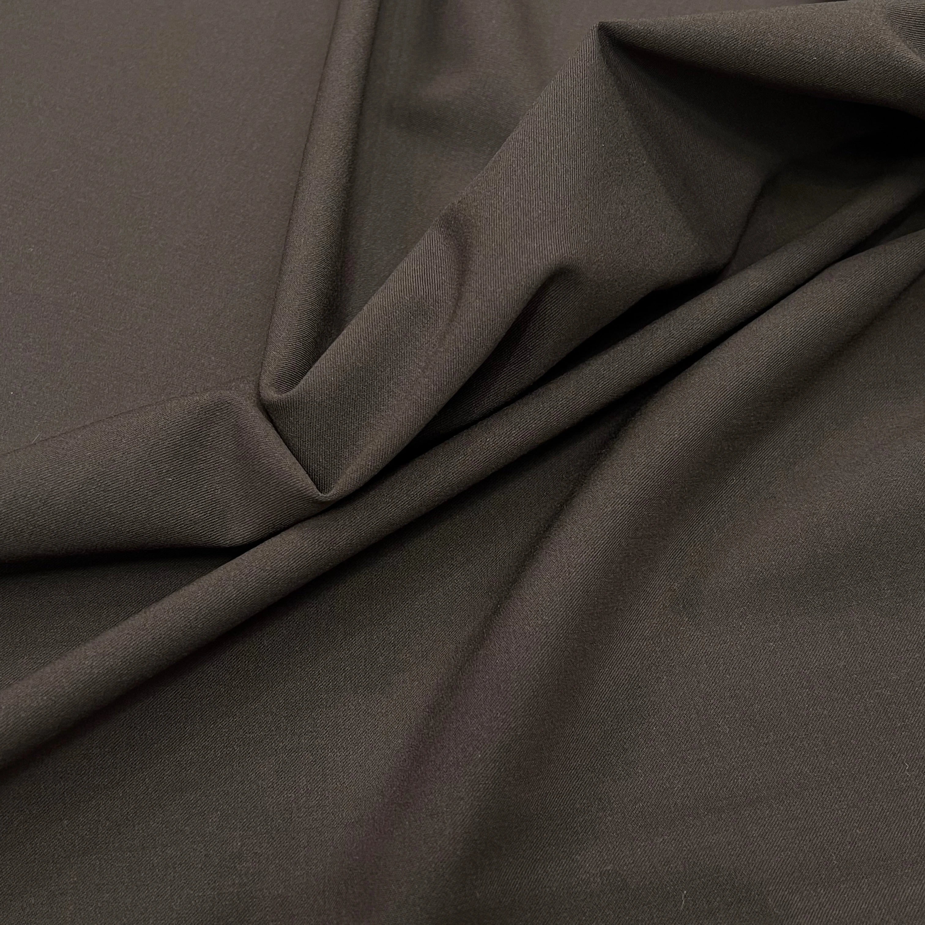 GABARDINE DE LAINE ULTRA STRETCH MARRON FONCÉ 80% LAINE - My Little Coupon