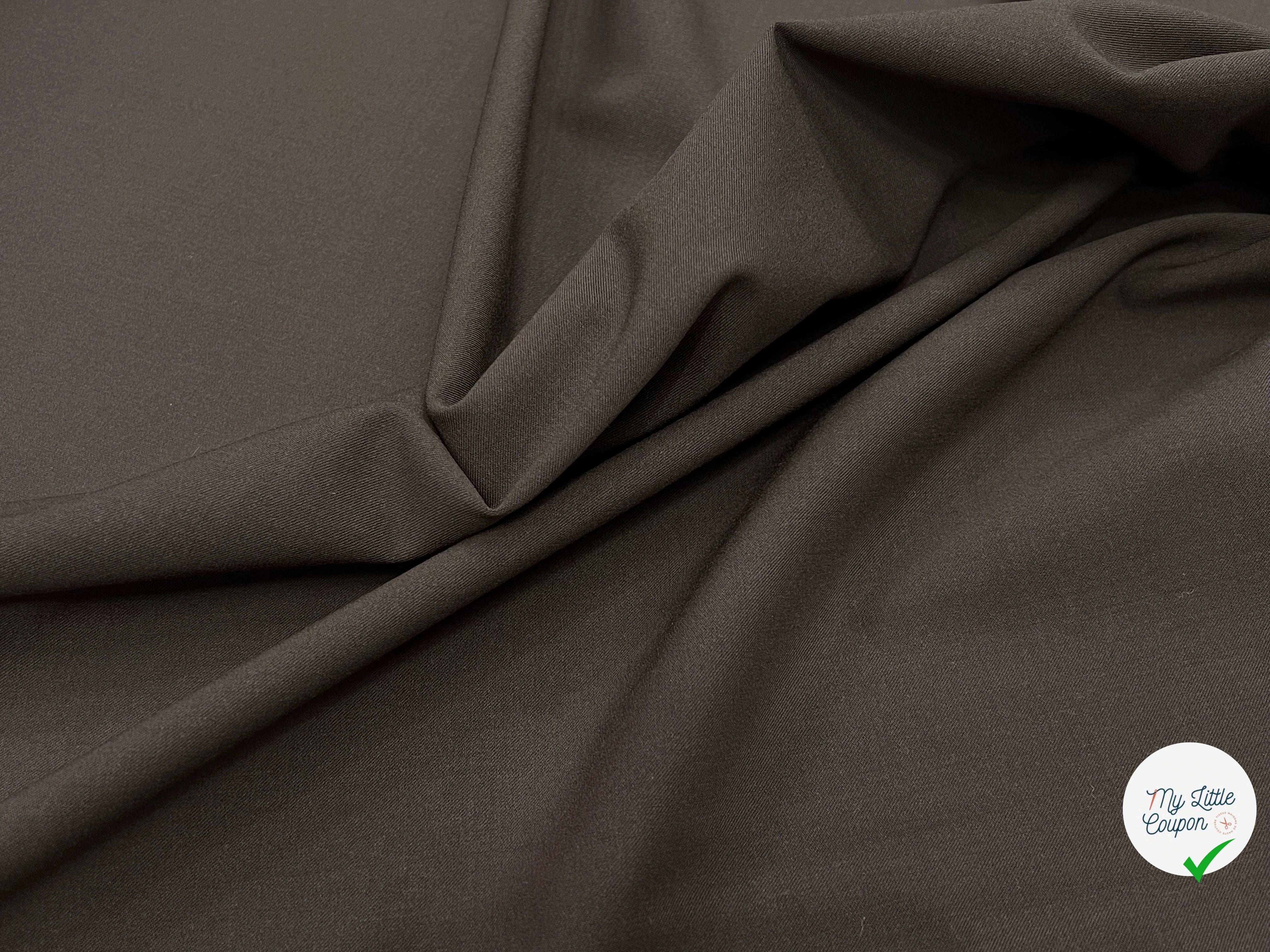 GABARDINE DE LAINE ULTRA STRETCH MARRON FONCÉ 80% LAINE - My Little Coupon