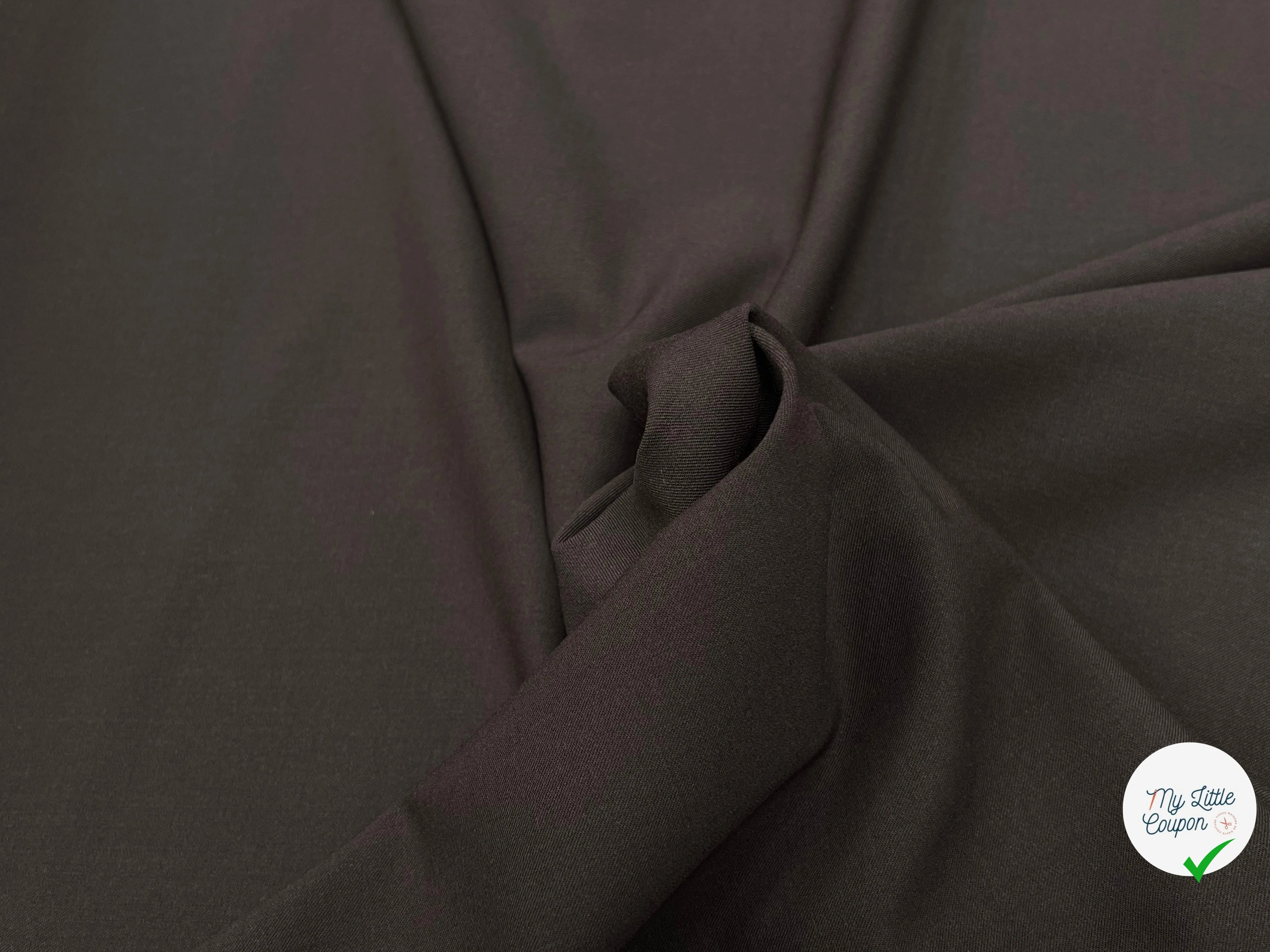 GABARDINE DE LAINE ULTRA STRETCH MARRON FONCÉ 80% LAINE - My Little Coupon
