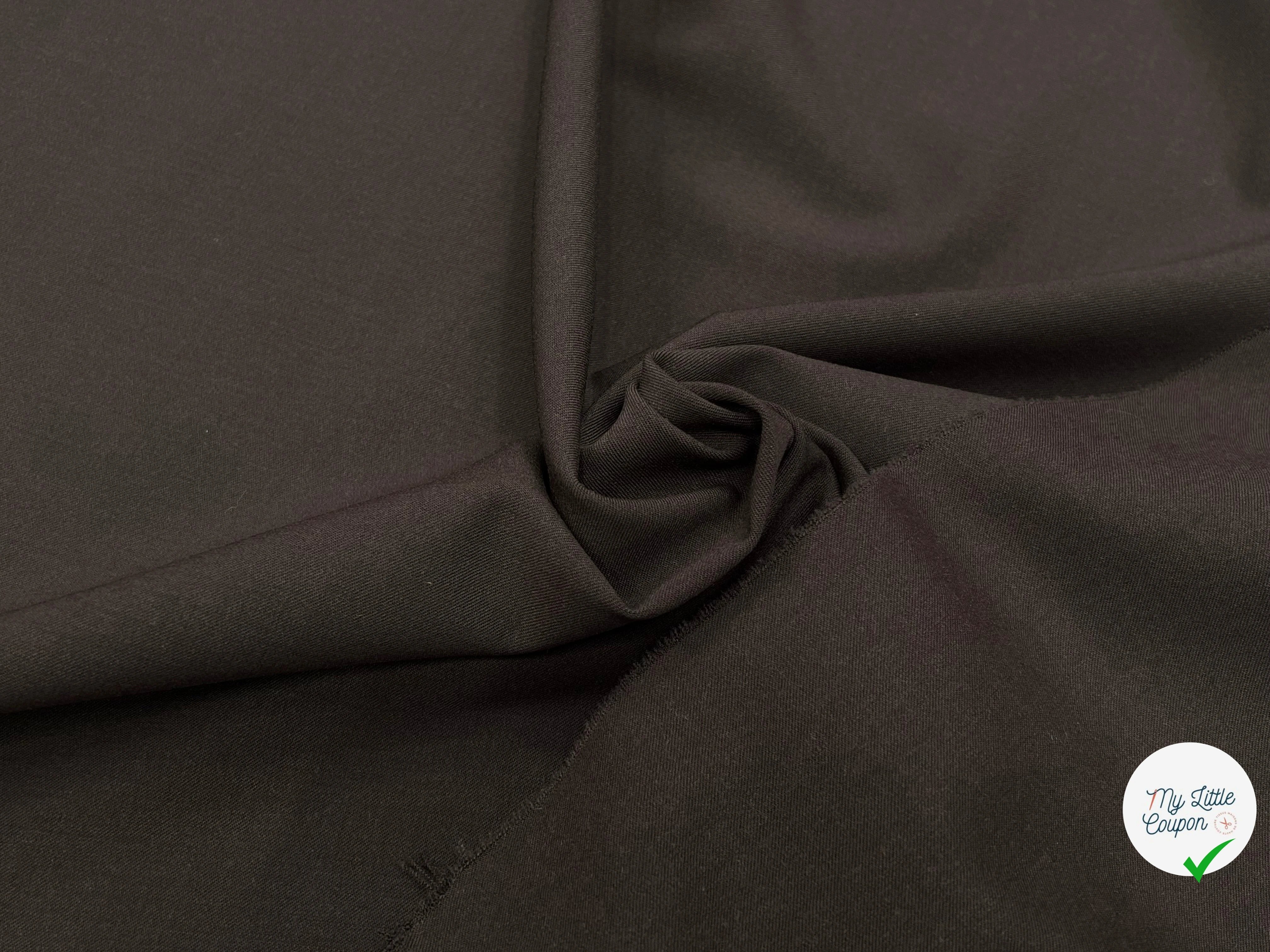 GABARDINE DE LAINE ULTRA STRETCH MARRON FONCÉ 80% LAINE - My Little Coupon