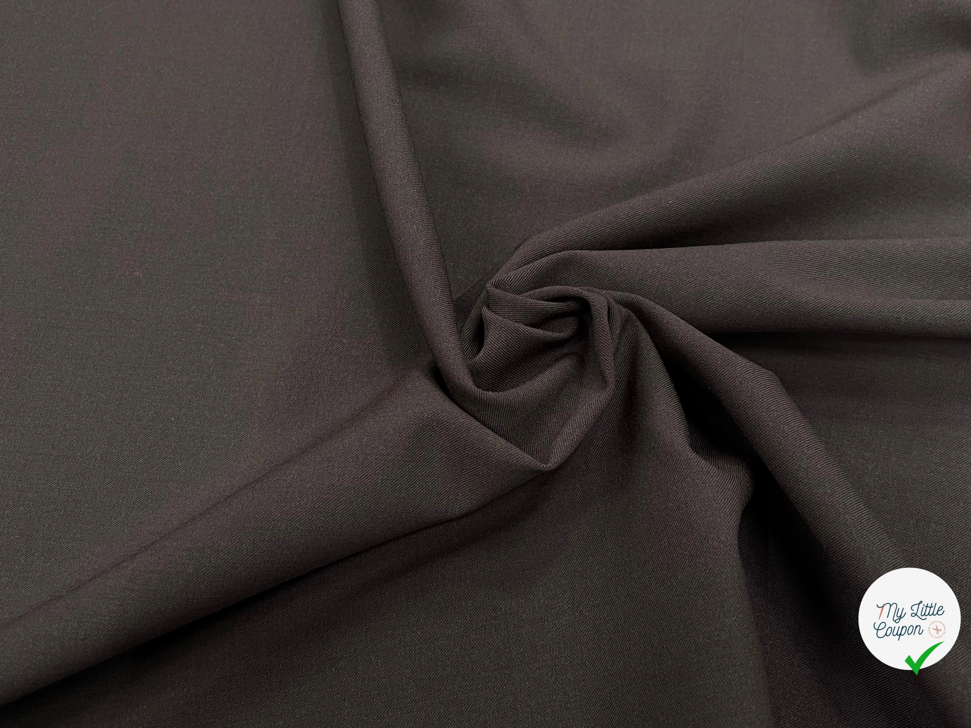 GABARDINE DE LAINE ULTRA STRETCH MARRON FONCÉ 80% LAINE - My Little Coupon