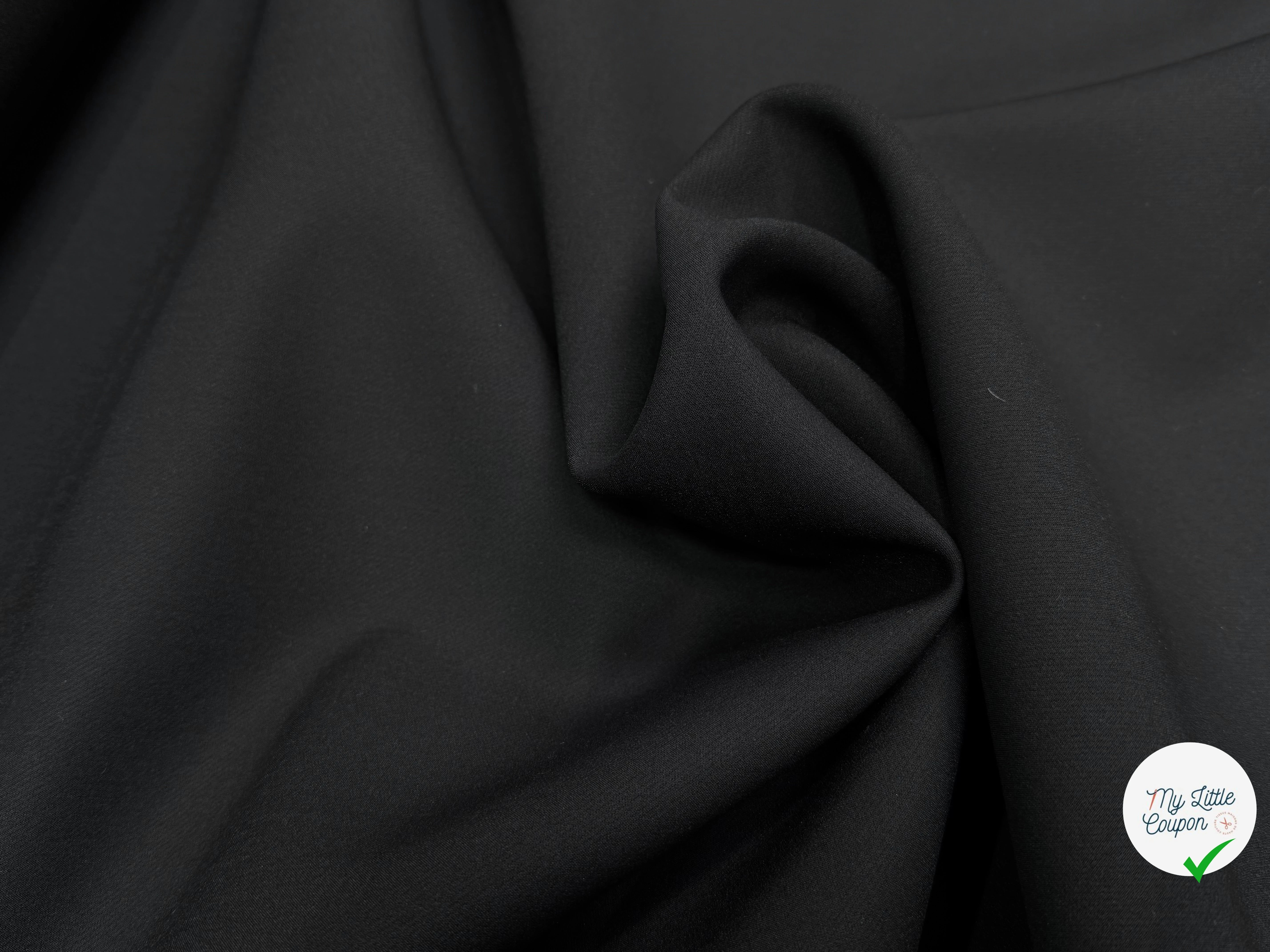 GABARDINE DOUBLE ETOFFE COTON NOIR - My Little Coupon