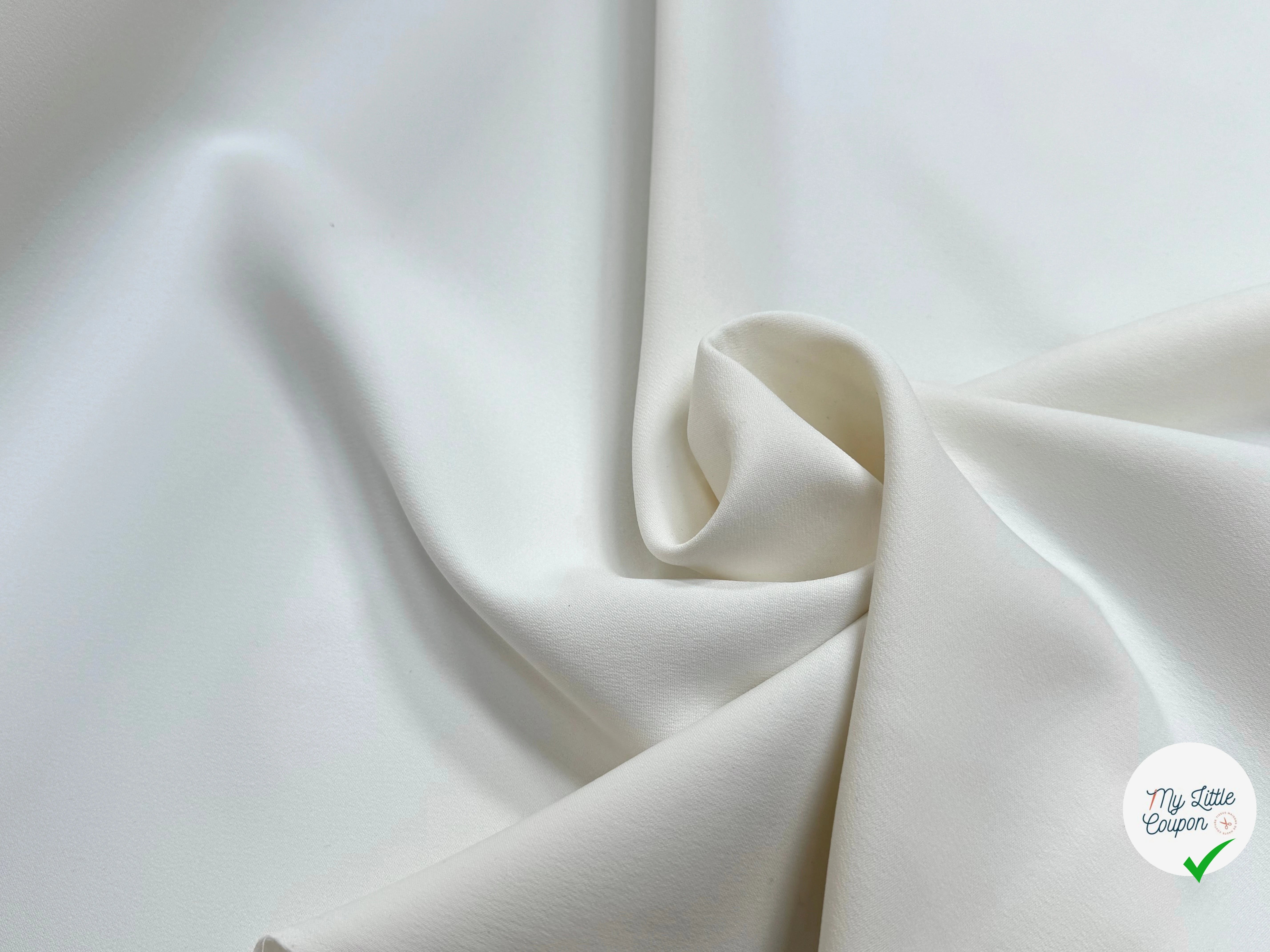 GABARDINE DOUBLE ÉTOFFE TRÈS LÉGÈREMENT SATINÉE BLANC STRETCH - My Little Coupon