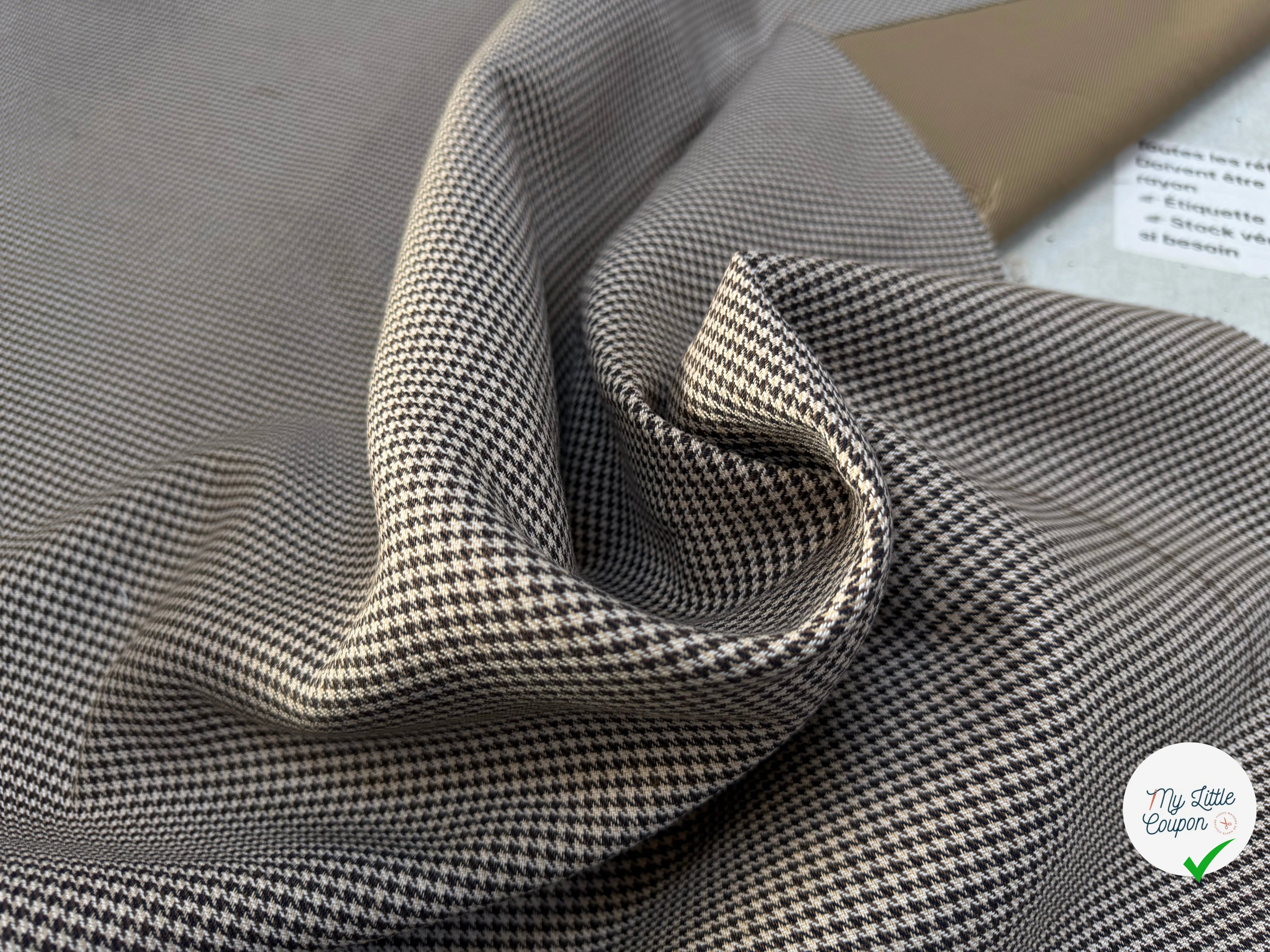 GABARDINE DOUBLE FACE MOTIF PIED DE POULE FACE SERGÉE - My Little Coupon