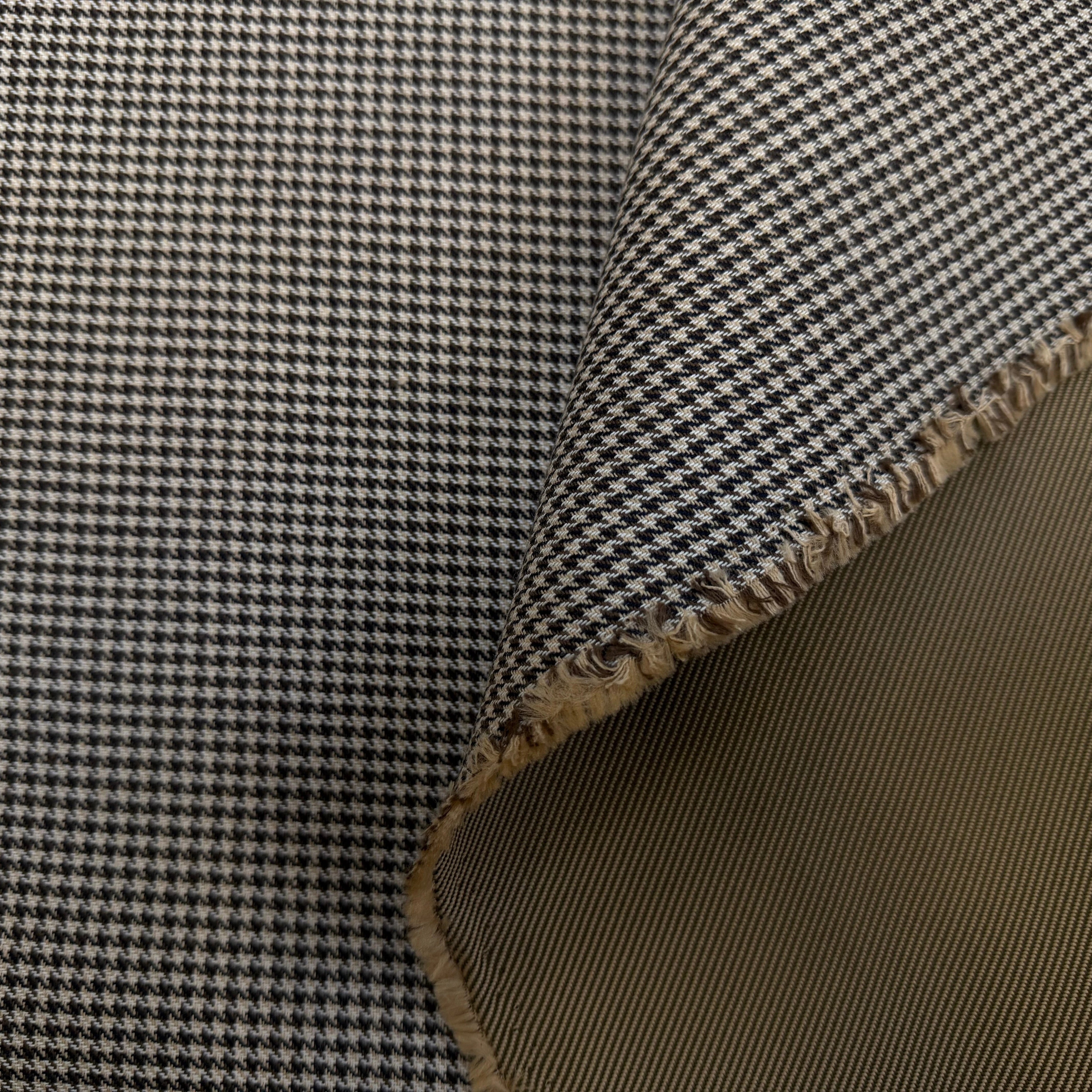 GABARDINE DOUBLE FACE MOTIF PIED DE POULE FACE SERGÉE - My Little Coupon