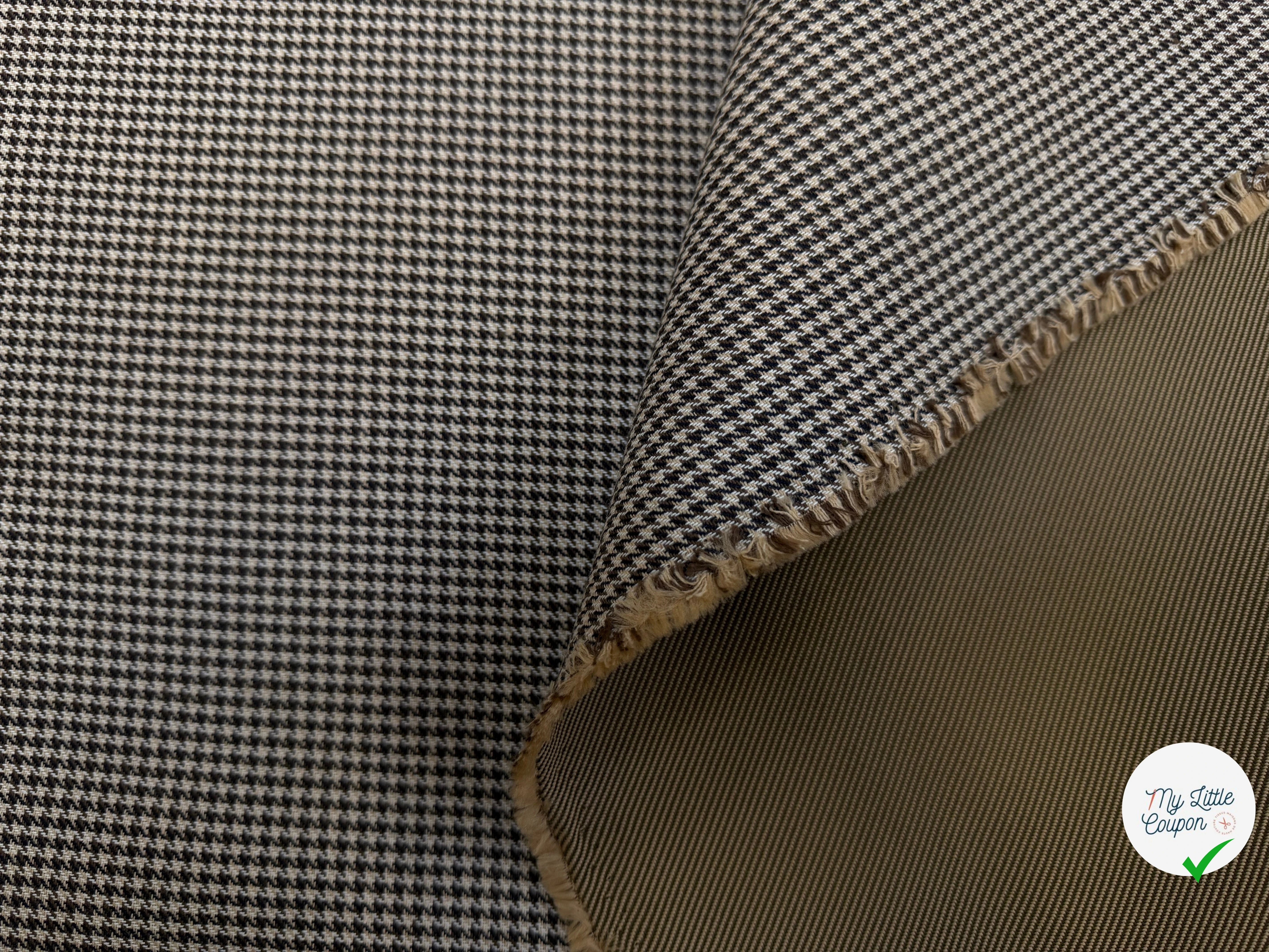 GABARDINE DOUBLE FACE MOTIF PIED DE POULE FACE SERGÉE - My Little Coupon