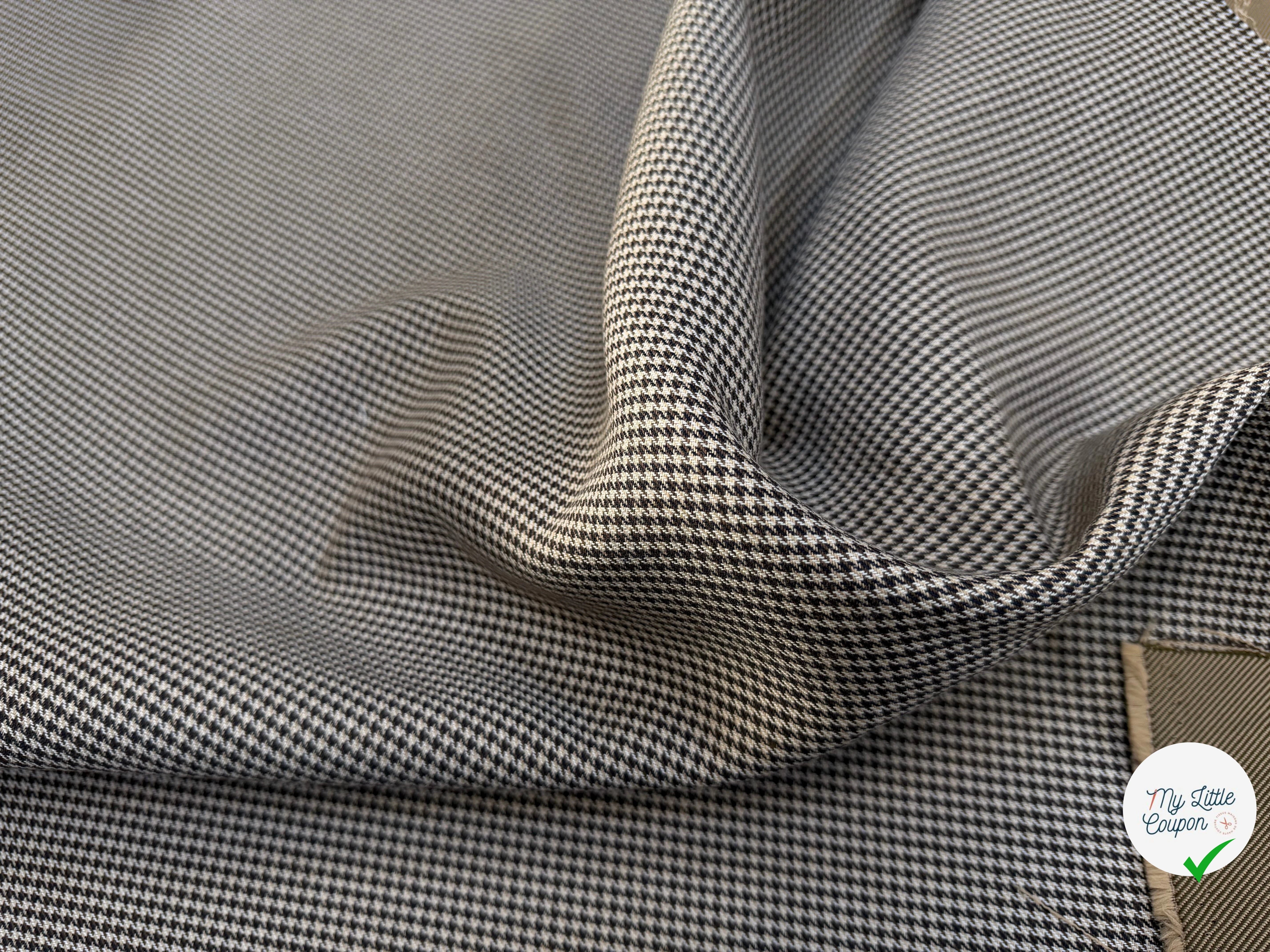 GABARDINE DOUBLE FACE MOTIF PIED DE POULE FACE SERGÉE - My Little Coupon