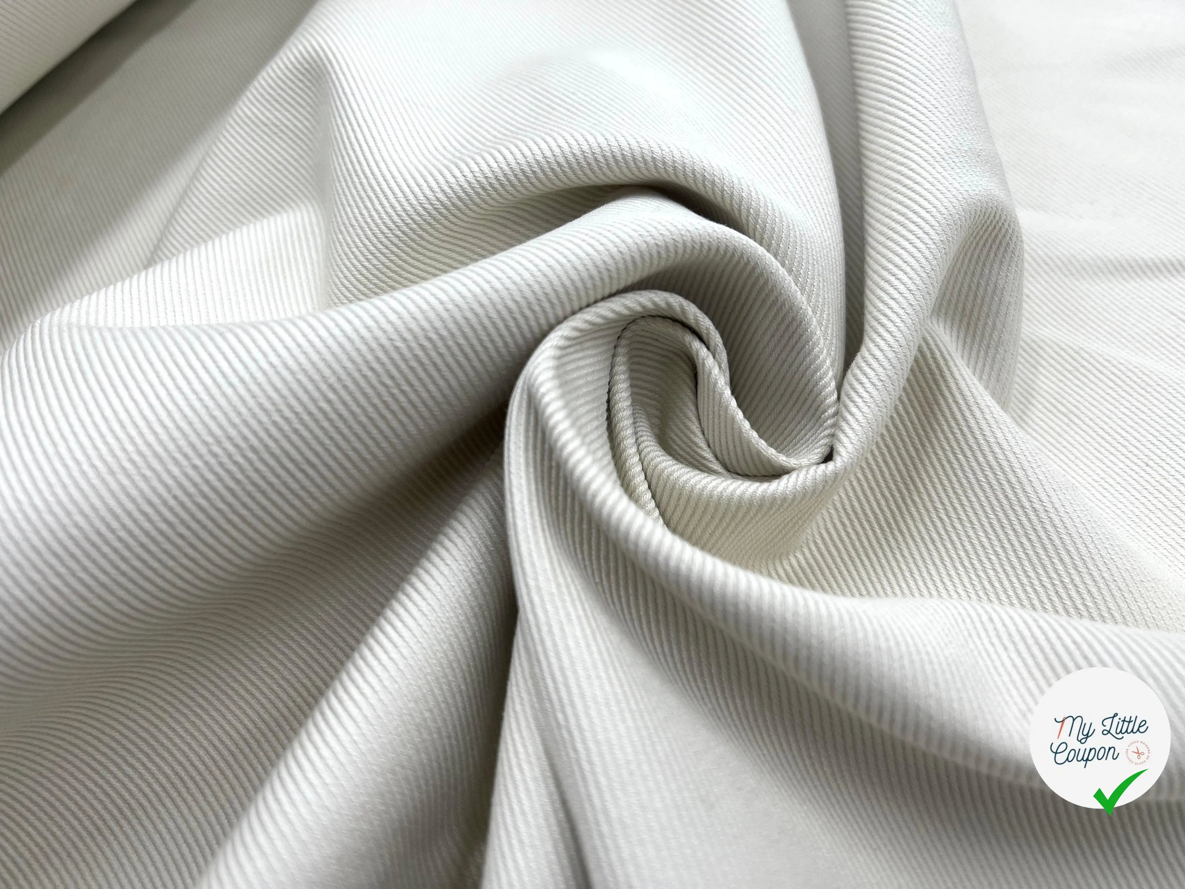 TISSU DRILL DE COTON PEIGNÉ BLANC CASSÉ - My Little Coupon - tissu - coudre