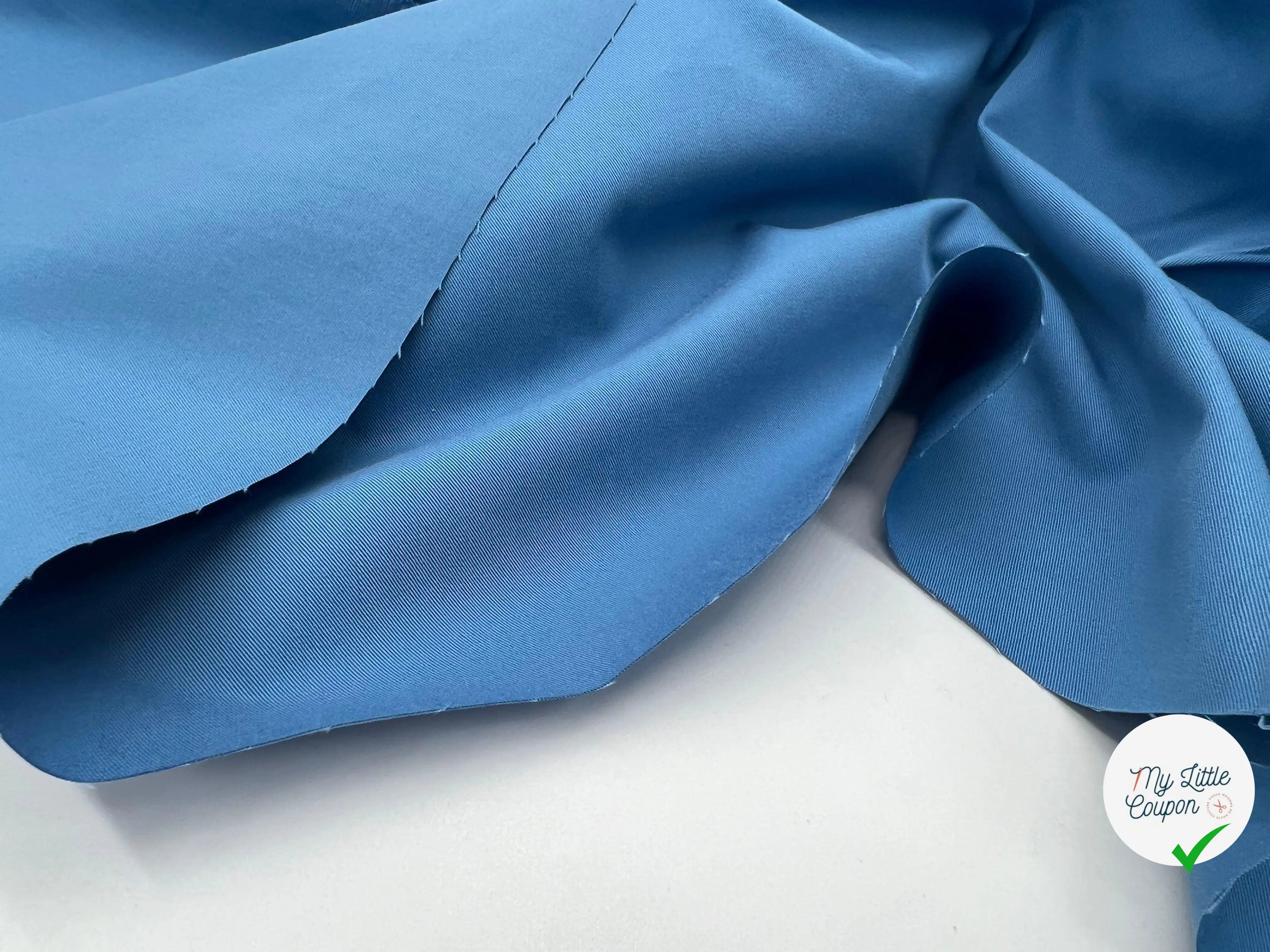 GABARDINE FINE DE COTON BLEU CÉRULÉEN - My Little Coupon - tissu - coudre
