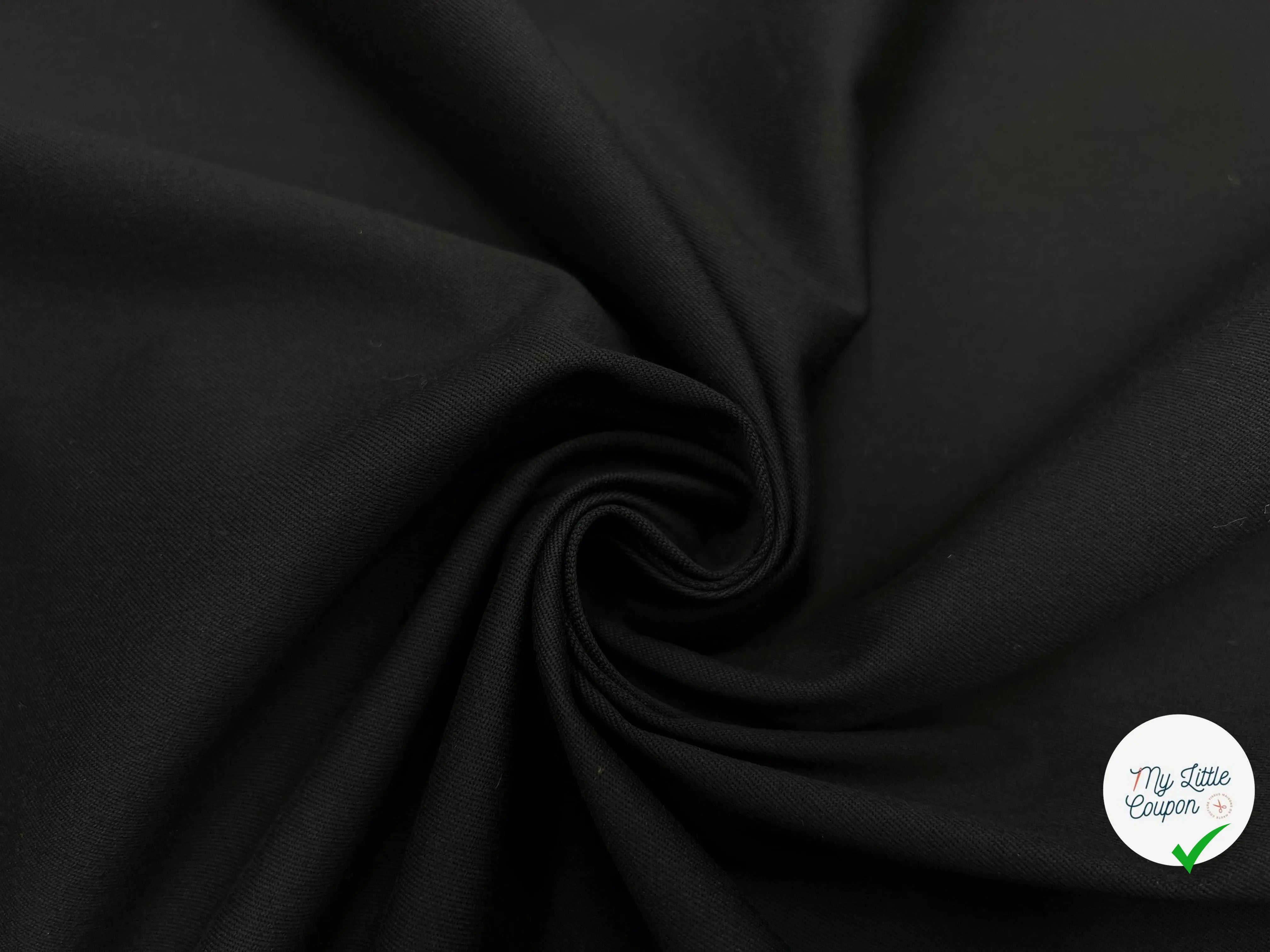 GABARDINE FINE DE COTON STRETCH NOIR ÉPOUSTOUFLANT - My Little Coupon - tissu - coudre