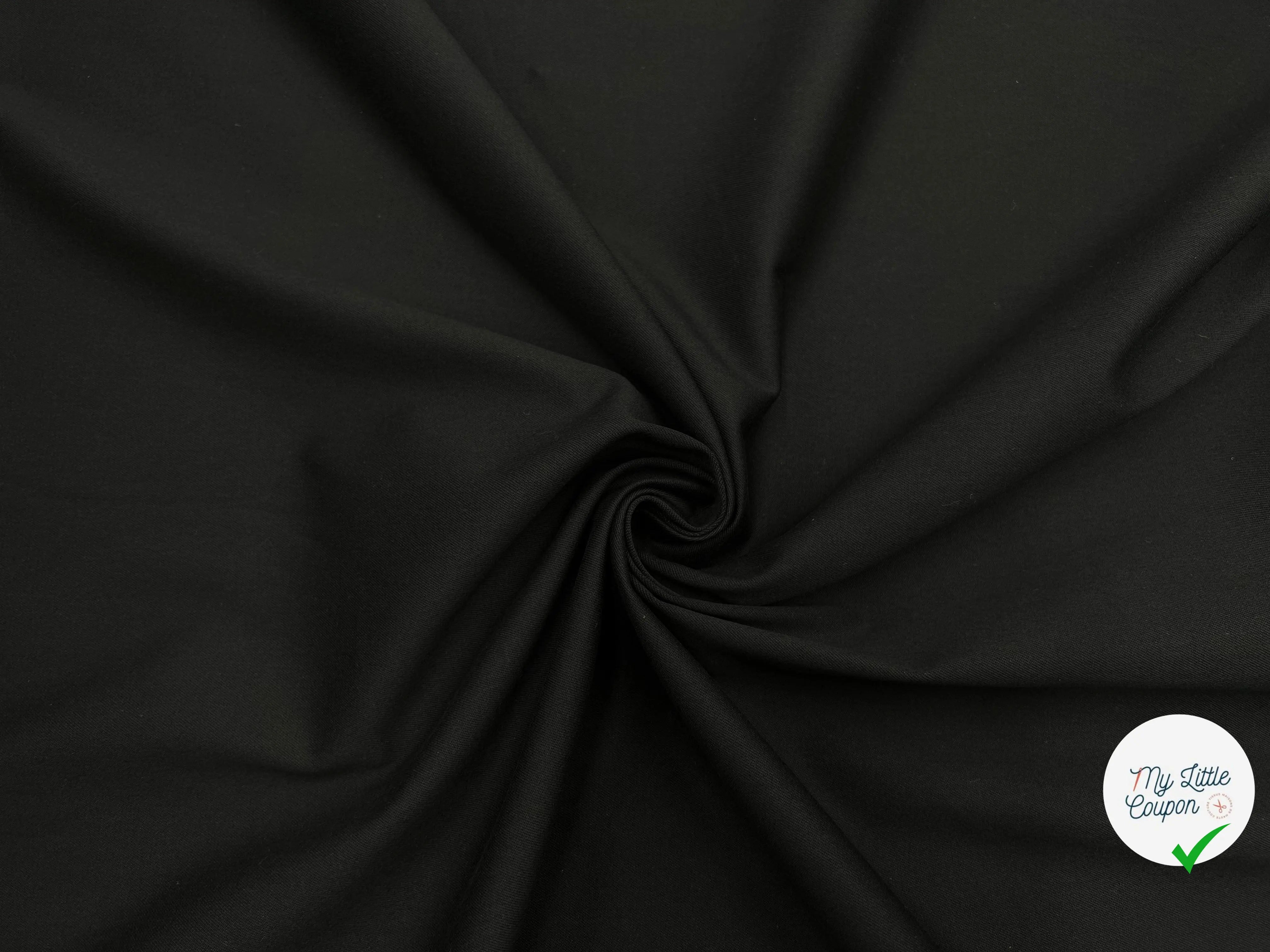 GABARDINE FINE DE COTON STRETCH NOIR ÉPOUSTOUFLANT - My Little Coupon - tissu - coudre
